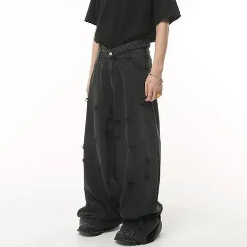 Jean × Vintage Baggy Distressed Denim Jeans with holes y2k Size US 32 / EU 48 - 2 Thumbnail
