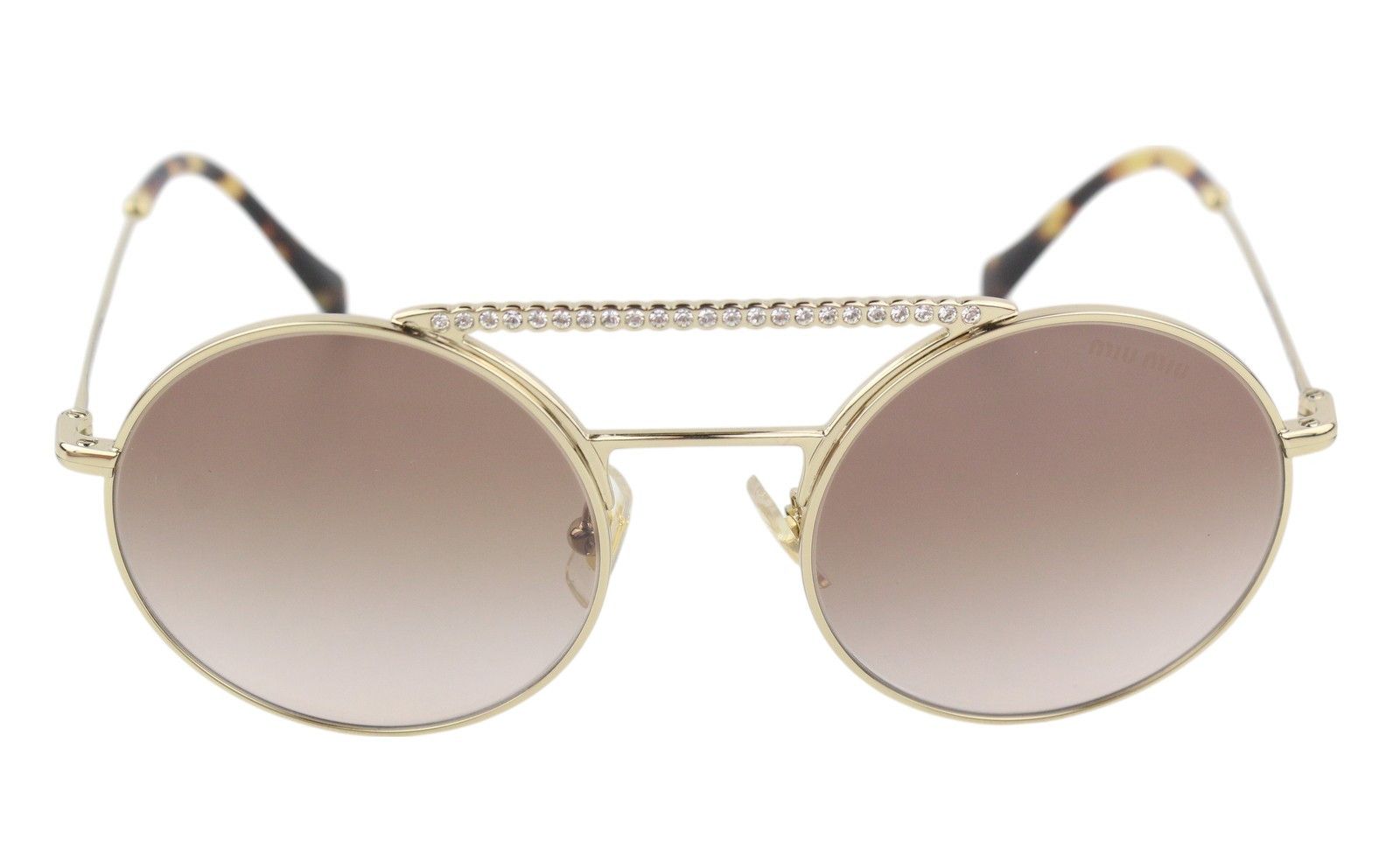 Miu Miu 52V OS Oval Shiny Gold Tone Frame 84806 Size ONE SIZE - 3 Thumbnail