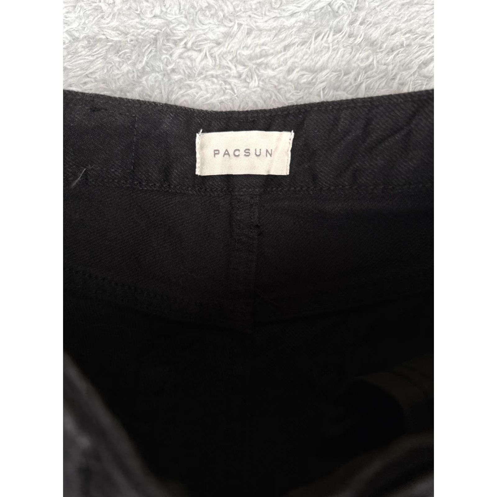 Pacsun PacSun Jeans Womens High Rise Straight Distressed Black 24x33 Zip Knee Slits 5-Pocket Denim Size 42" / US 20 - 6 Thumbnail