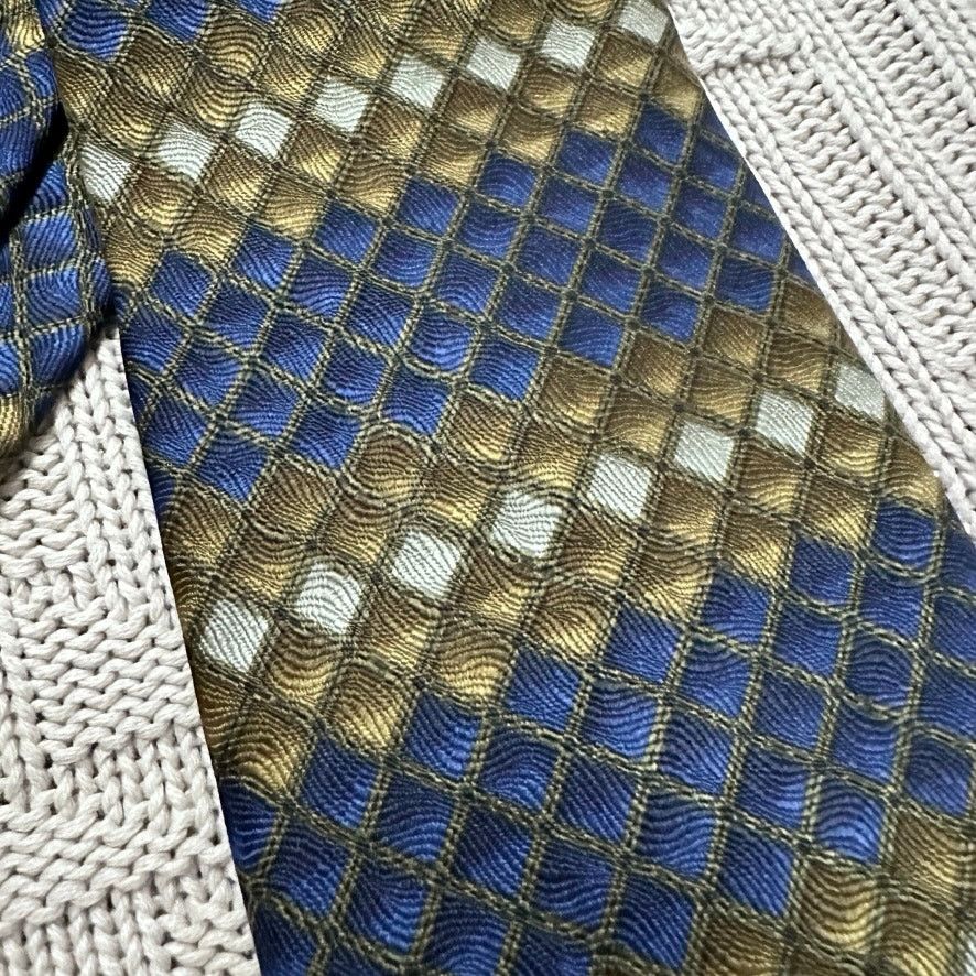 Vintage Vintage Ziggurat blue and green abstract striped silk tie Size ONE SIZE - 2 Thumbnail