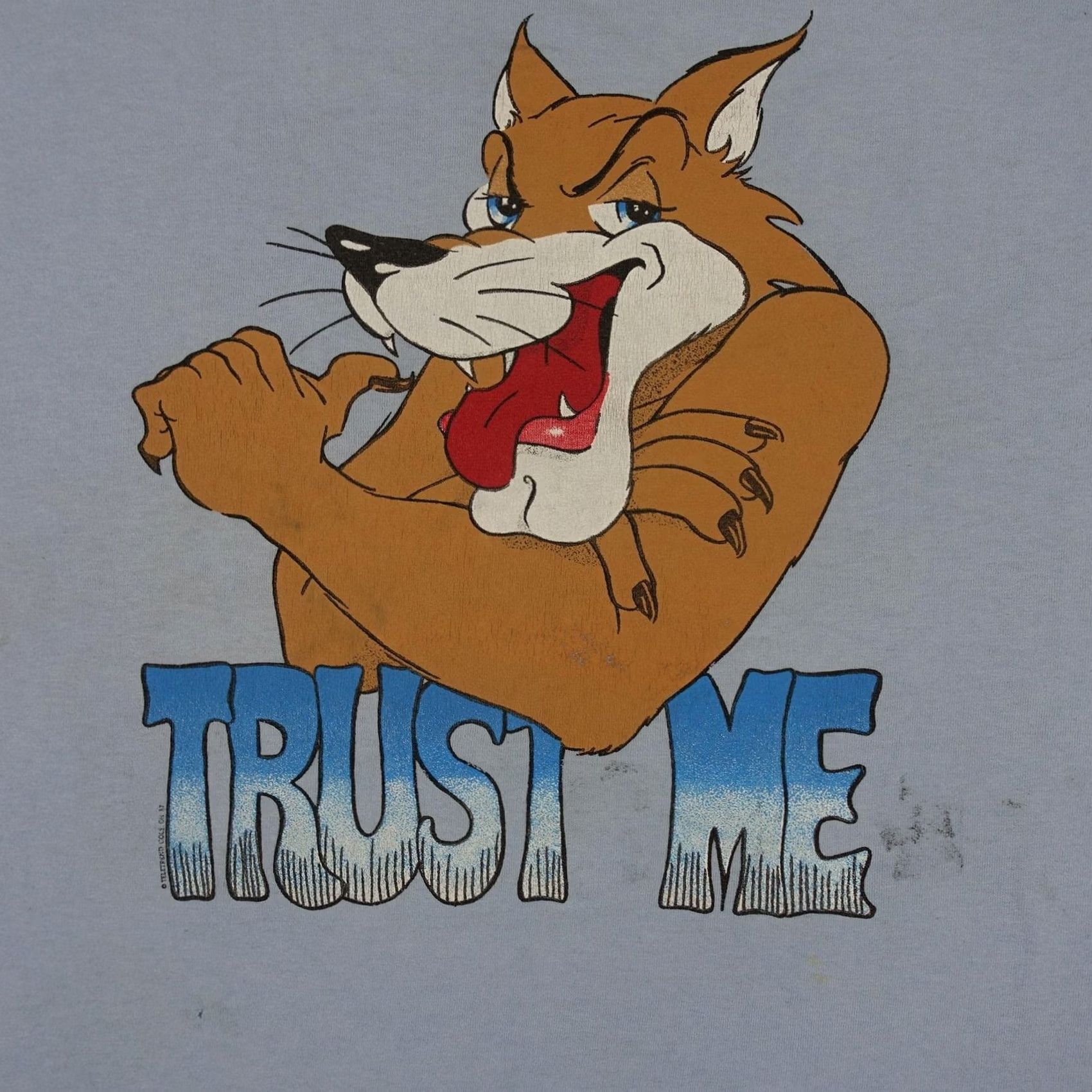 Jerzees VINTAGE Jerzees Wolf Cartoon Graphic Tee Mens XL Blue Crew Neck Short Sleeve T-Shirt USA Size US XL / EU 56 / 4 - 2 Thumbnail
