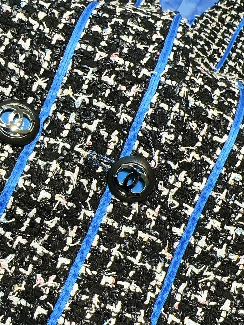 Chanel Chanel 20P black and white blue braided tweed long vest Size S / US 4 / IT 40 - 5 Thumbnail