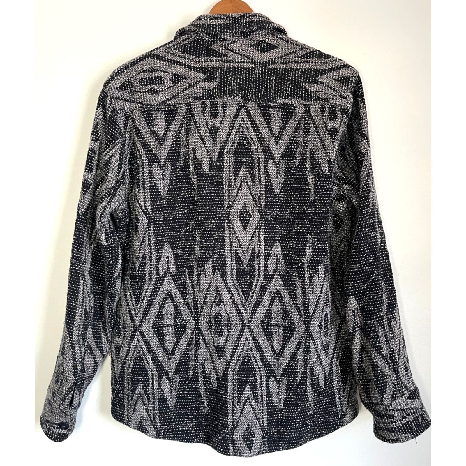Vintage Wellen Men's Jacquard Overshirt Jacket 100% Organic Cotton Sz M Black Diamond Vintage Mens Jacket Overshirt Pockets Modern Casual Size US M / EU 48-50 / 2 - 3 Thumbnail