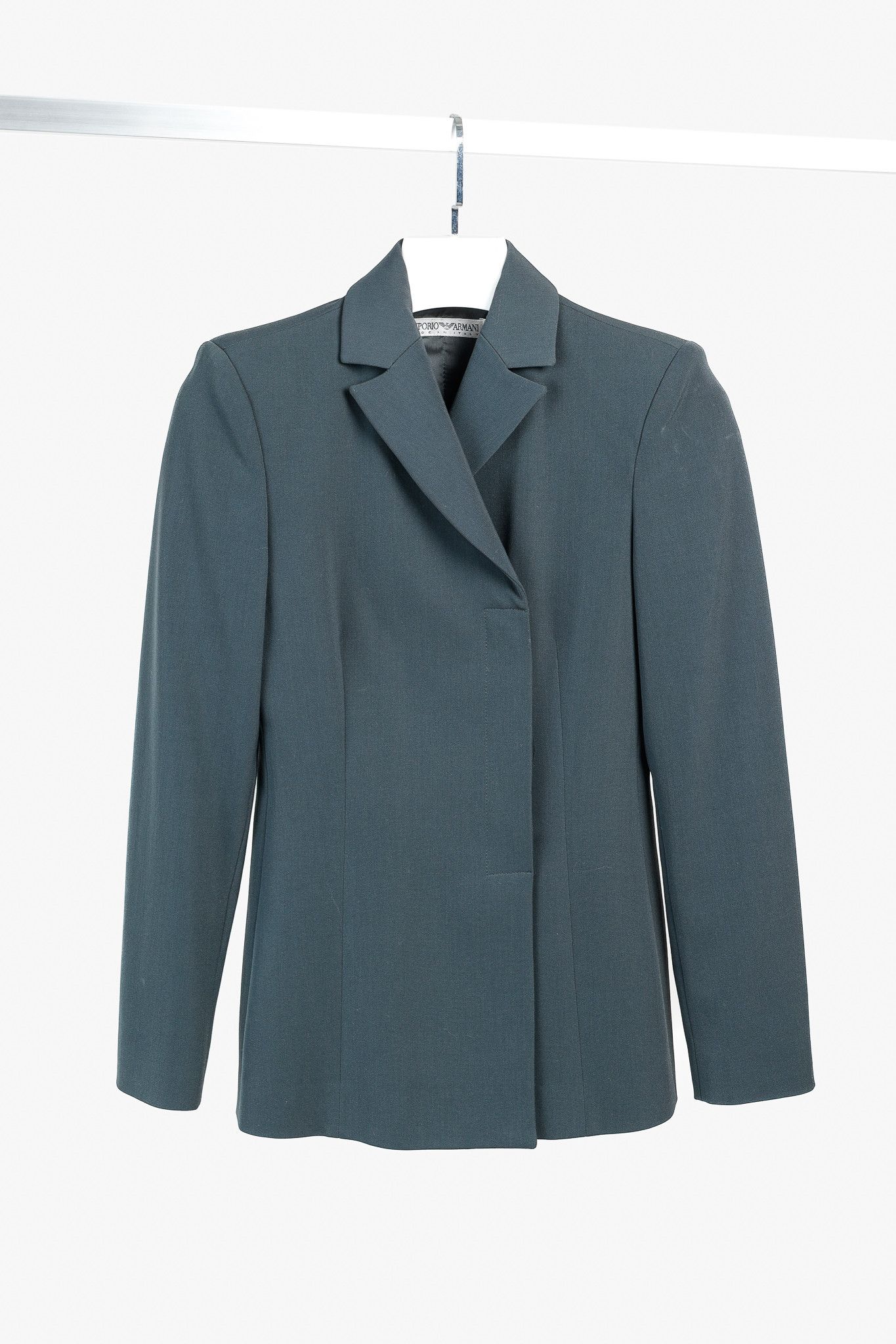 Emporio Armani Minimalist Grey-Green Hidden Button Blazer