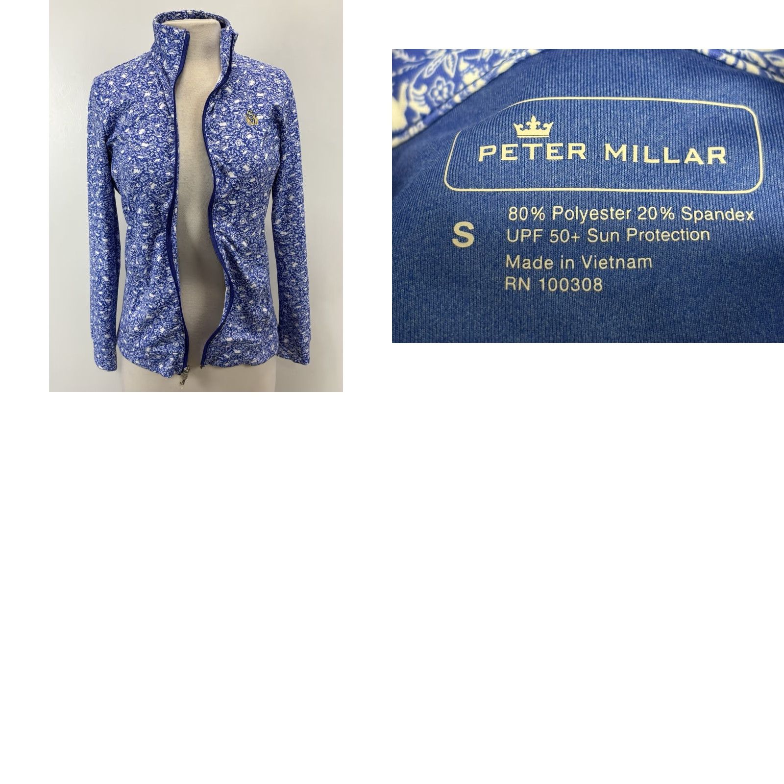 Peter Millar Peter Millar Full Zip Athletic Jacket Womens Small Blue White Teacup Sage Valley Size S / US 4 / IT 40 - 8 Thumbnail