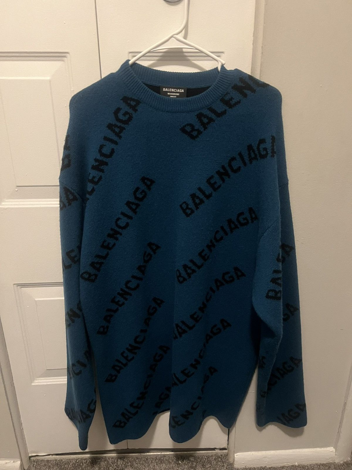 Balenciaga Balenciaga Knitwear 'Petrol Blue/Black' Size US S / EU 44-46 / 1 - 1 Thumbnail