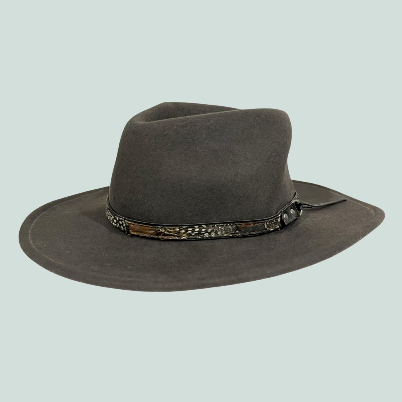 CO VINTAGE Golden Gate Hat Co Panther Gray Wool Fedora Pheasant Feather Band Men’s Small Fedora Hat Cowboys Western Mens Small Gray Wool Fedora Hat Size US 29 - 1 Thumbnail