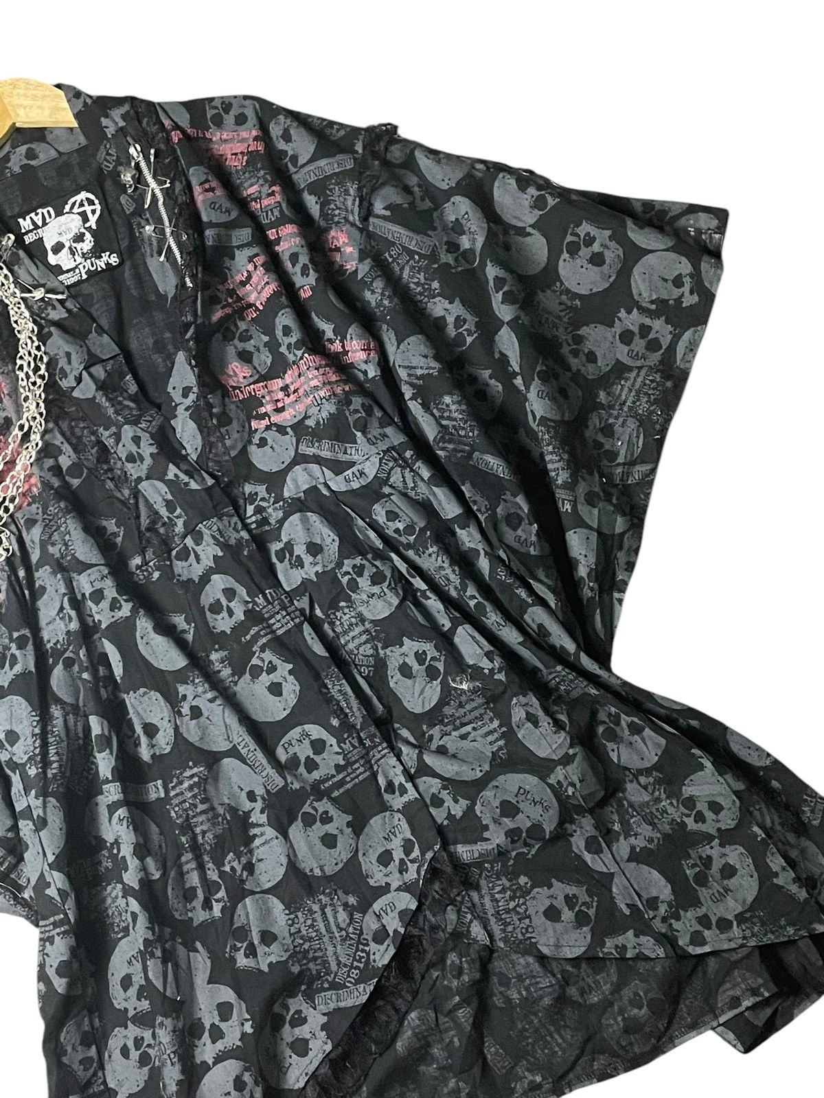 Japanese Brand MAD PUNKS SKULL PRINT YUKATA KIMONO (98) Size US S / EU 44-46 / 1 - 3 Thumbnail
