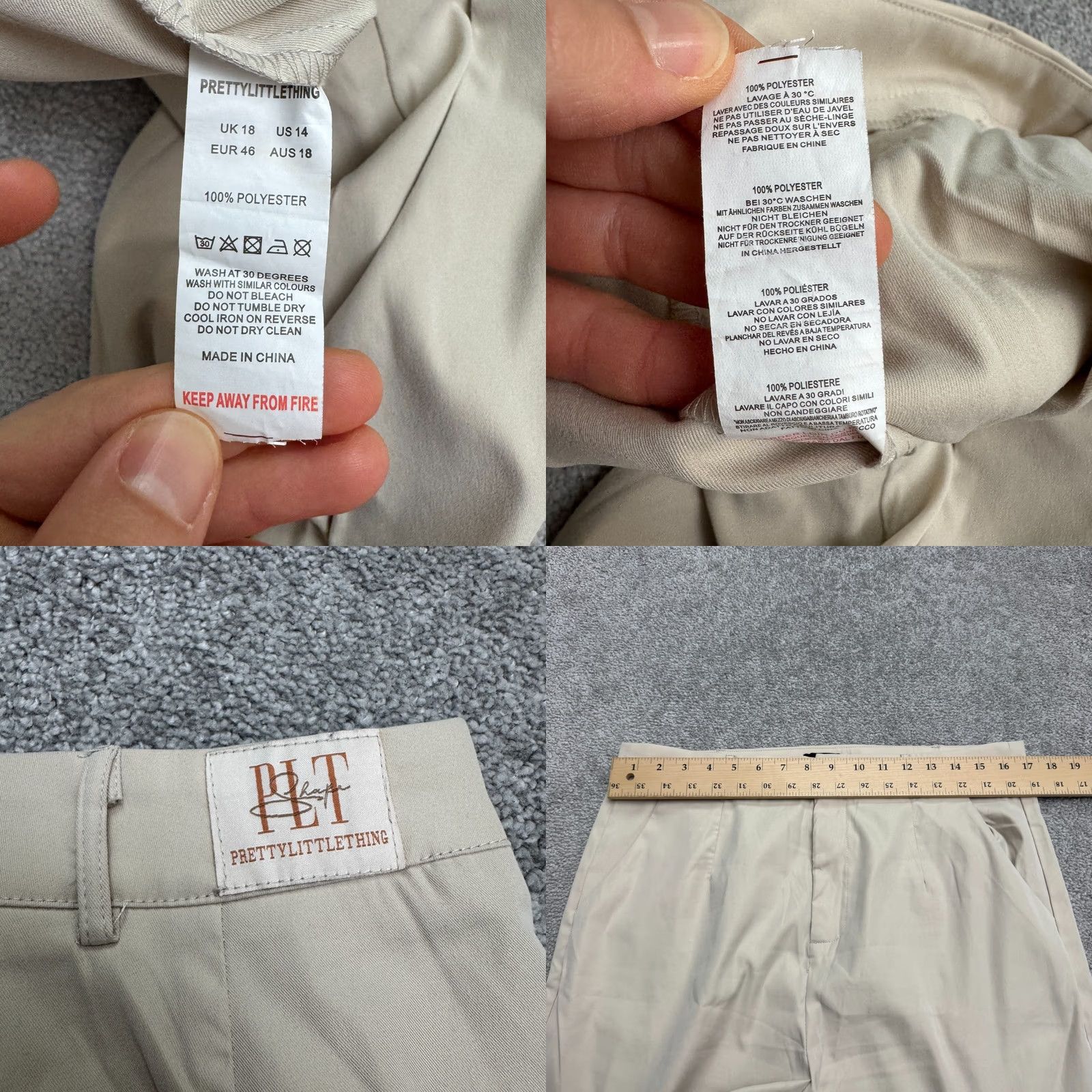 PrettyLittleThing VINTAGE: PRETTYLITTLETHING PLT? Shape? Wide Leg Cargo Pants Womens 14 Beige High Rise 34x34 Size 36" / US 14 / IT 50 - 8 Thumbnail