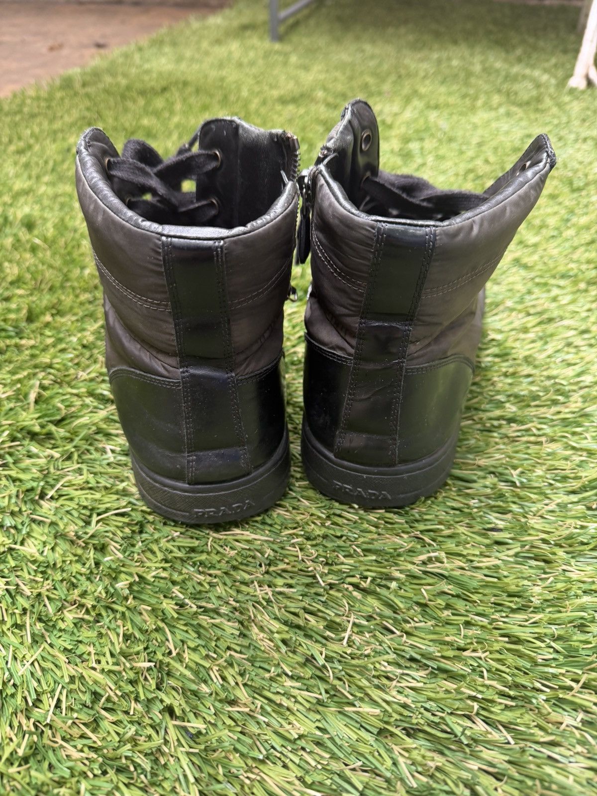 Prada Prada Black Nylon High-Top Zip Sneakers Size US 10.5 / EU 43-44 - 3 Thumbnail