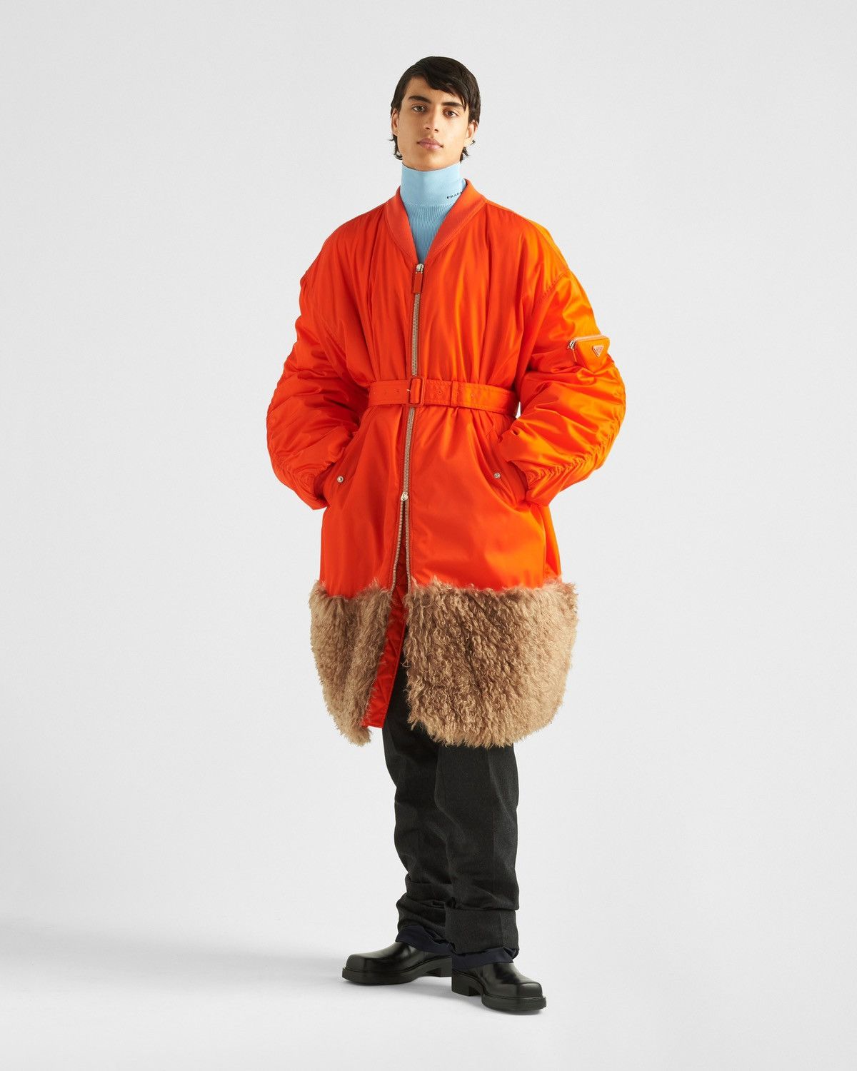 Prada 🔥RUNWAY🔥Prada Re-Nylon Faux Fur Trim Bomber Coat Size US S / EU 44-46 / 1 - 2 Thumbnail