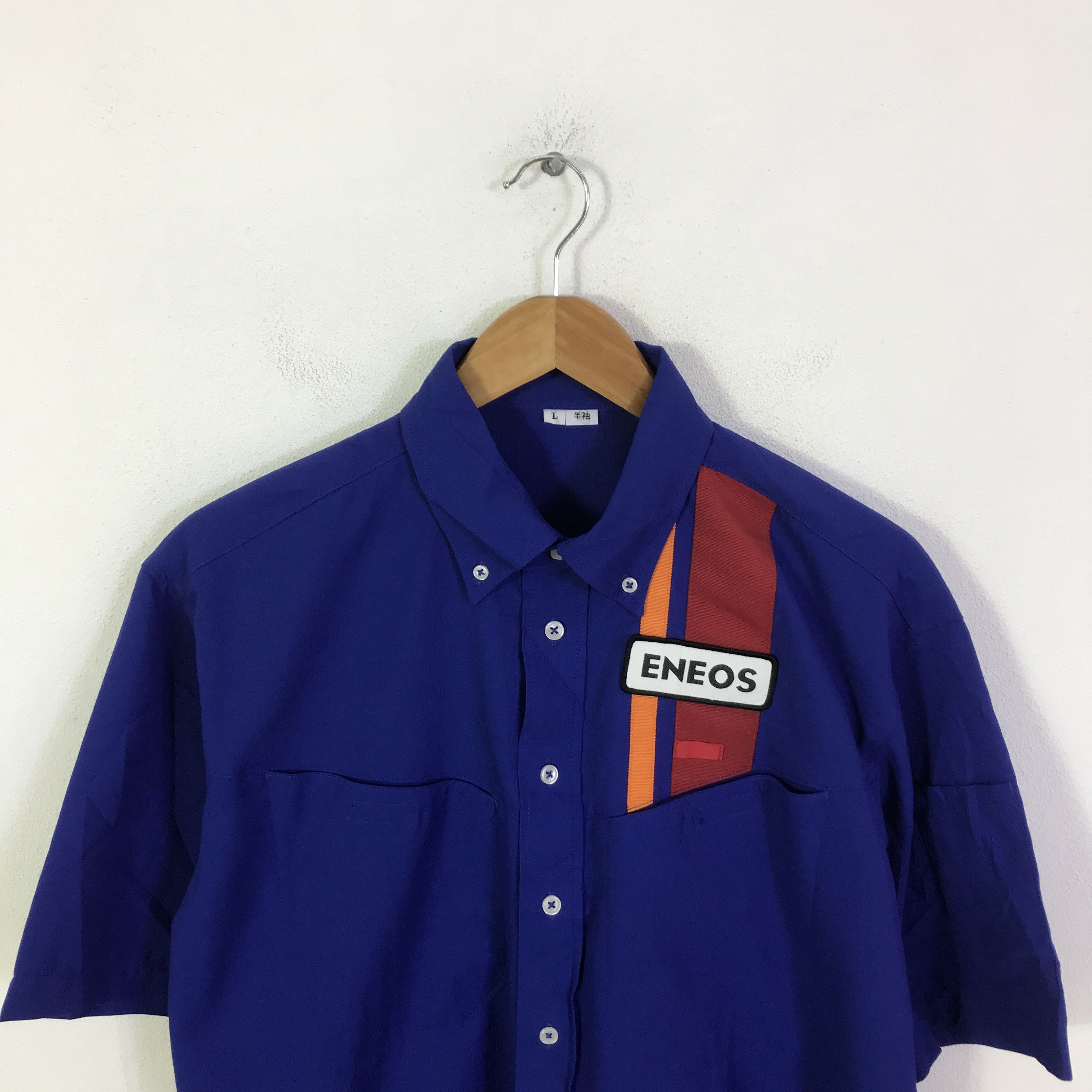 Japanese Brand eneos oil japan button up t-shirt K117B1 Size US L / EU 52-54 / 3 - 2 Thumbnail