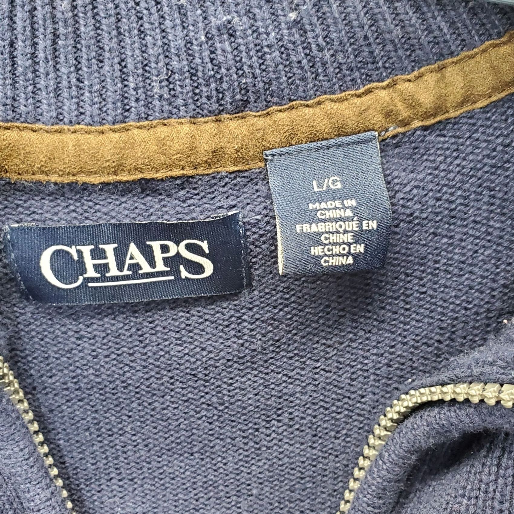 Chaps Chaps Navy Mens L Sweater Vest Zip Mock Neck Pocket Front Sleeveless Knit Ribbed Hem Shirt Size US L / EU 52-54 / 3 - 7 Thumbnail