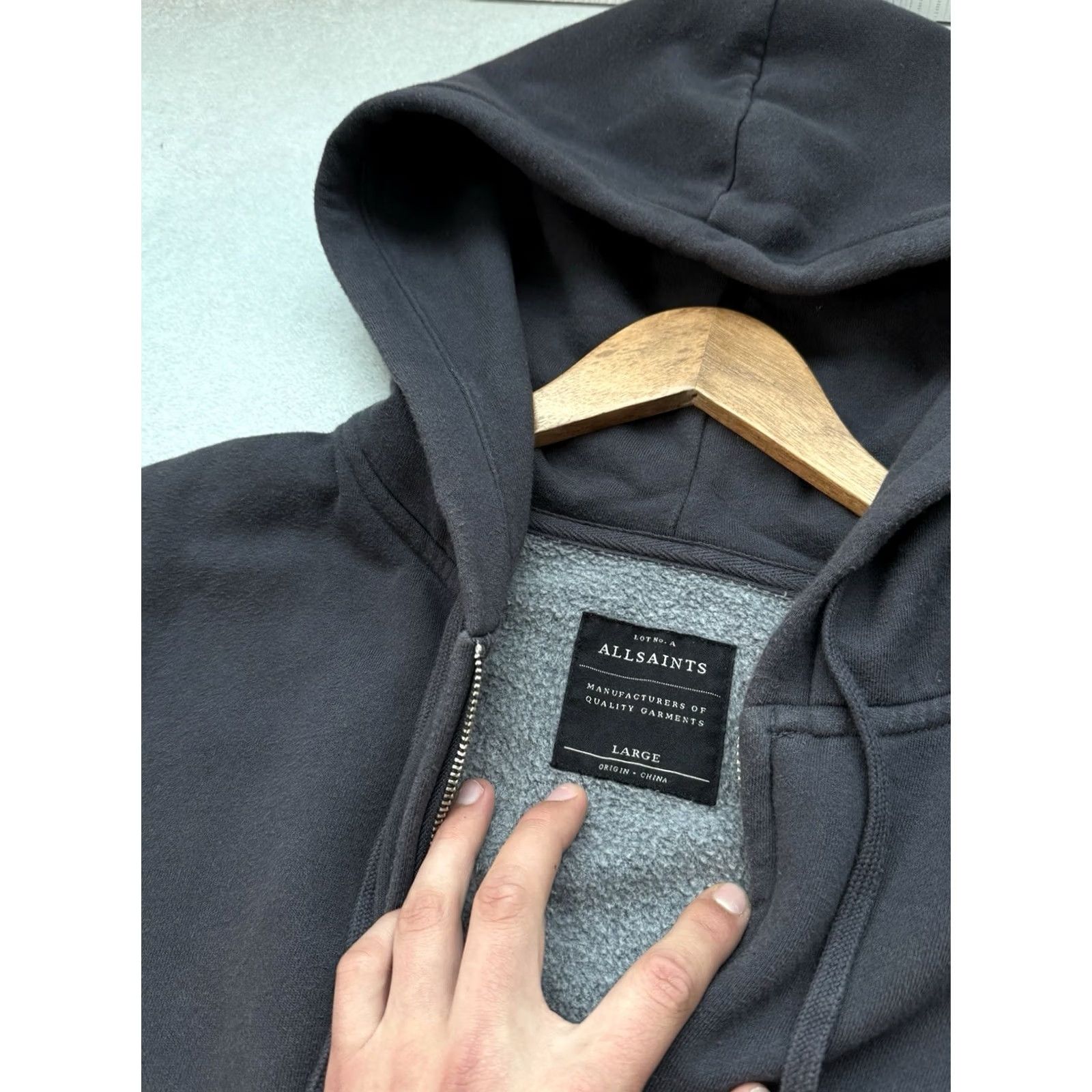 Allsaints VINTAGE ALLSAINTS Brace Hoodie Full Zip Cotton Men’s Gray Ramskull Logo L Hoodie Men Gray 90s Designer City USA Full Zip Hooded Mens Size US L / EU 52-54 / 3 - 4 Thumbnail