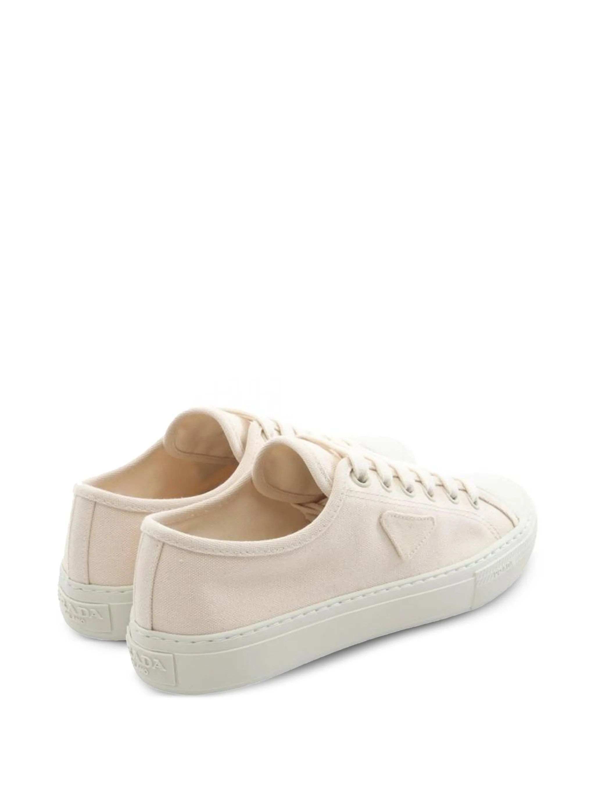 Prada o1mt1gz0526 Triangle-Logo Canvas Sneakers in Light Beige Size US 11 / EU 44 - 3 Thumbnail