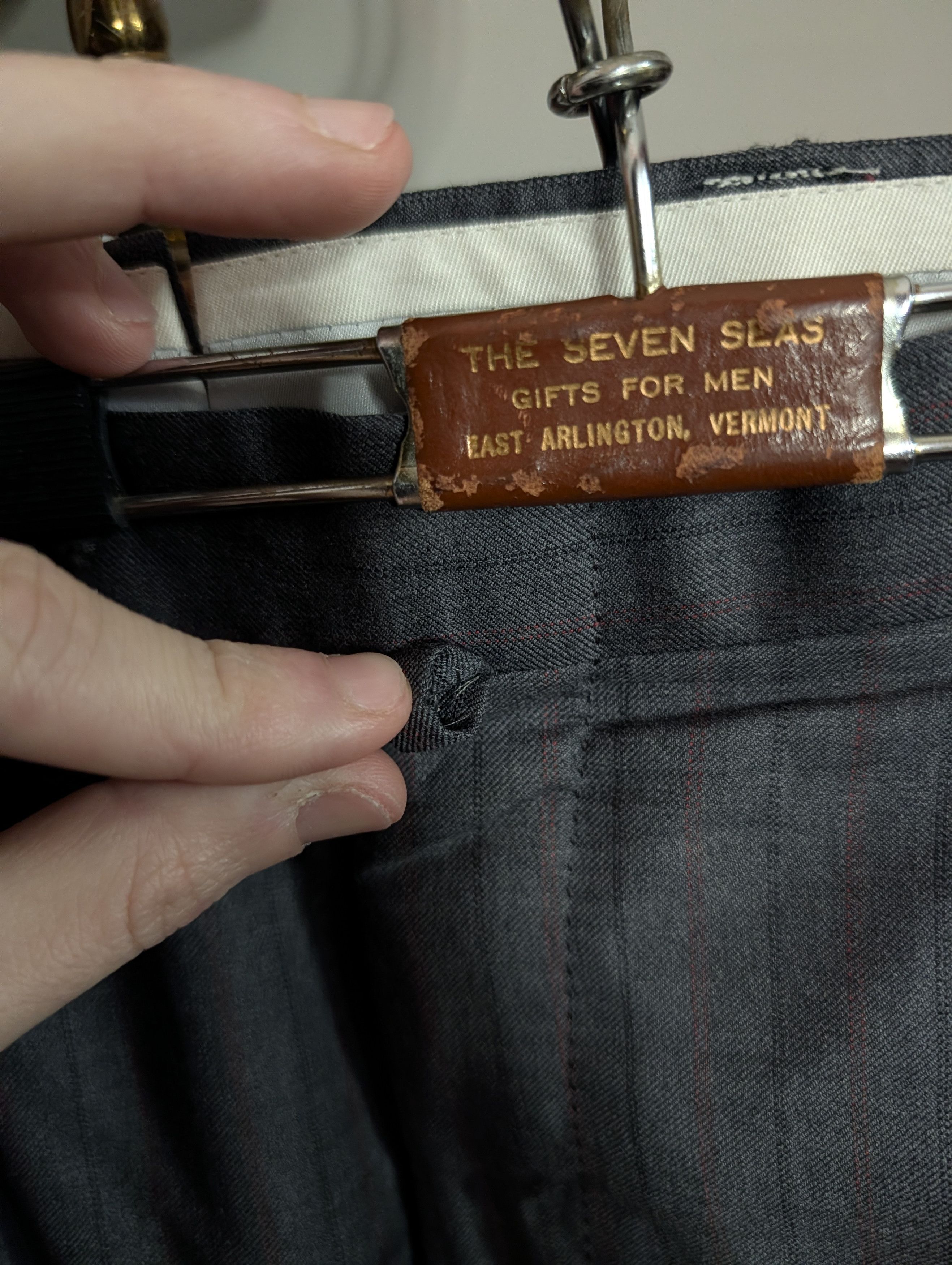 Isaia Timeless 140s wool pinstriped logo embroidery cuff pants Size US 40 / EU 56 - 4 Thumbnail