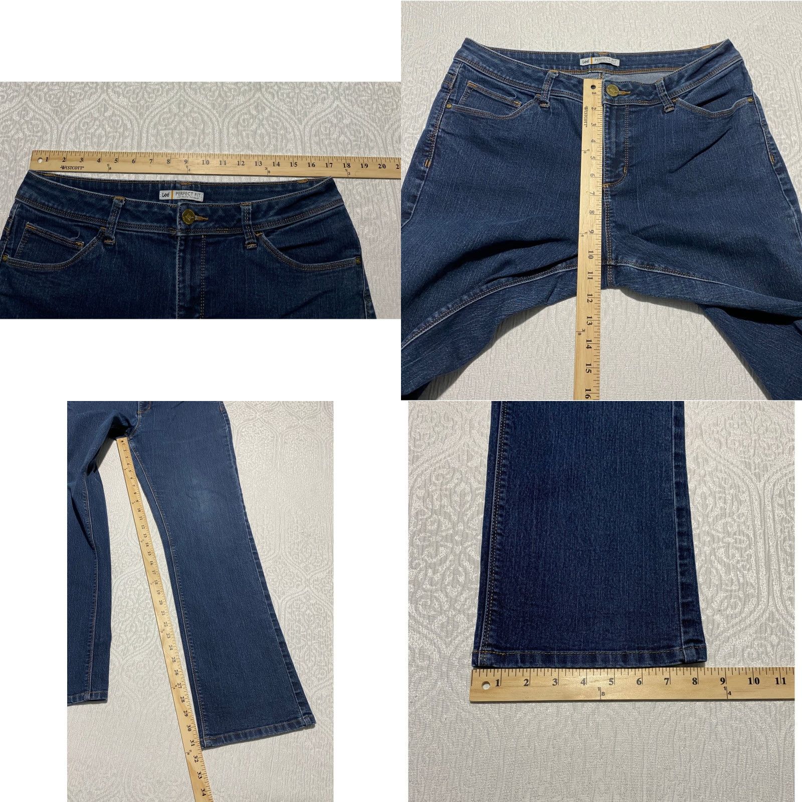 Lee Lee Perfect Fit Women's Jeans Just Below Waist Dark Wash Denim Bootcut 34×31 Size 24" / US 00 / IT 34 - 8 Thumbnail
