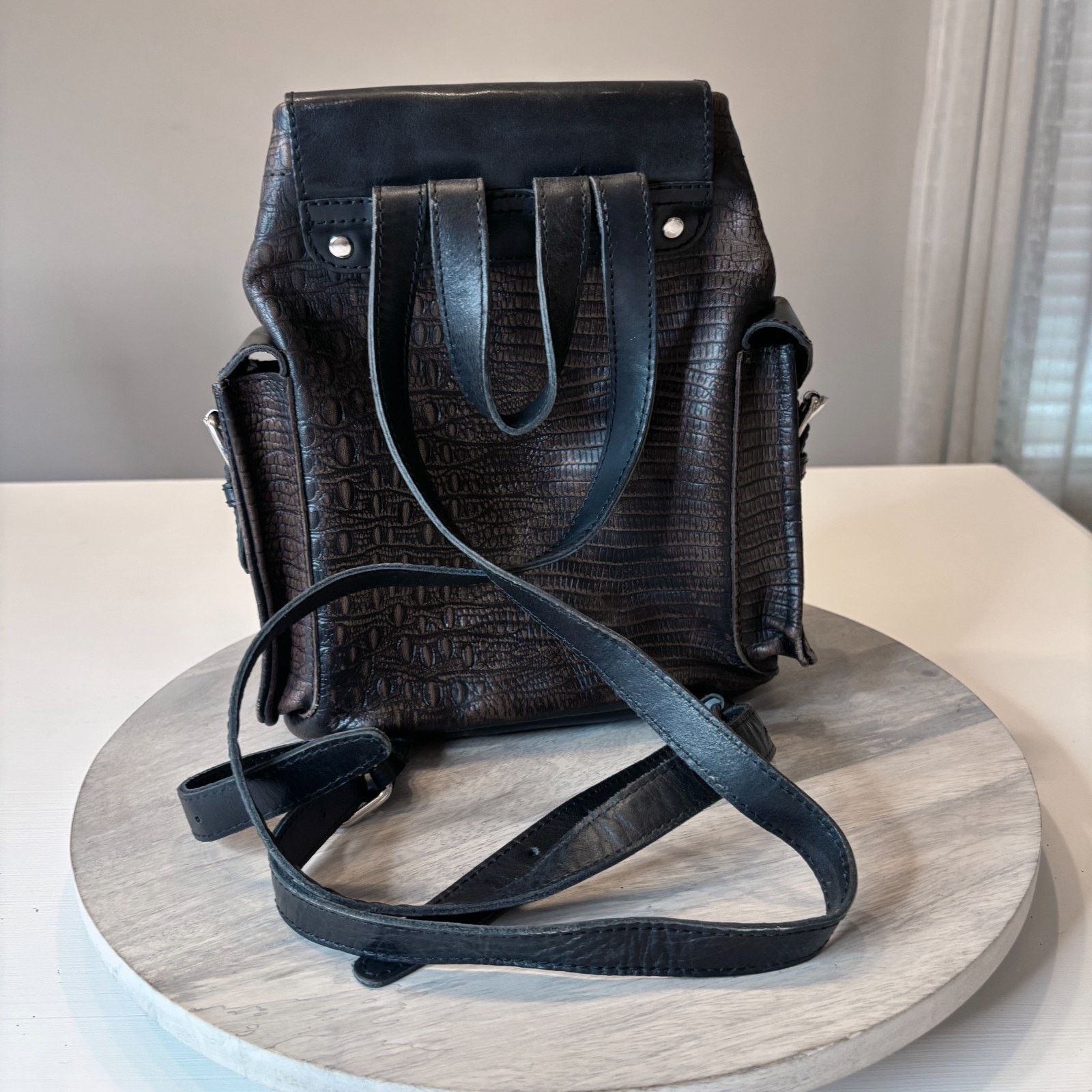 Freebird Steven Leather Backpack Boho Fringe Buckle Brown  display picture 1