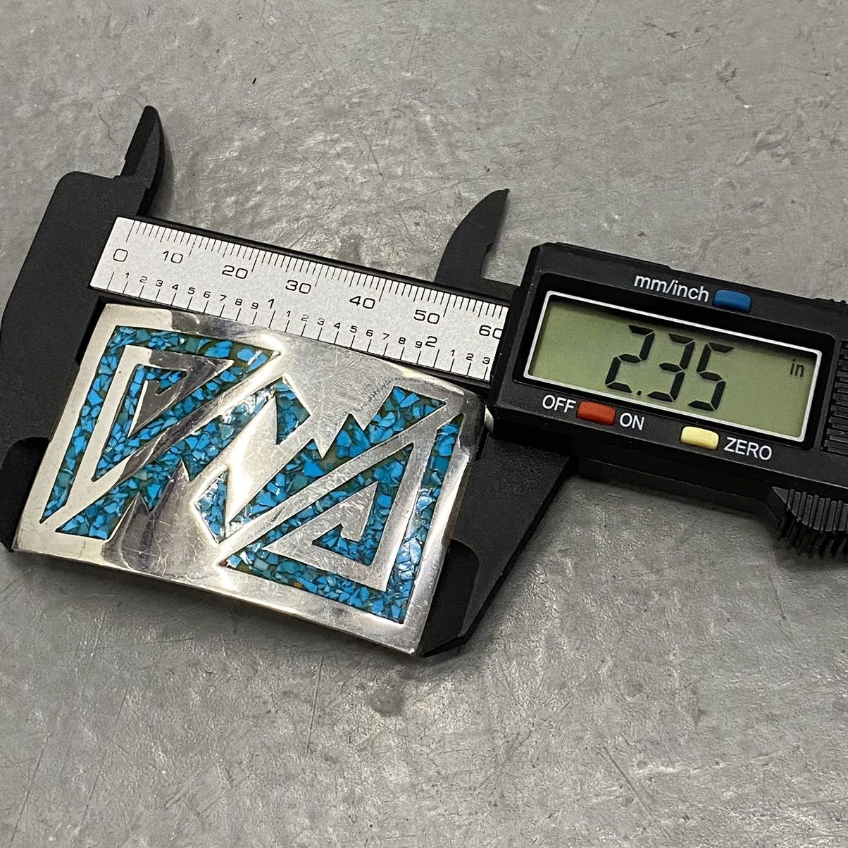 Kapital × Vintage Vtg 60s 70s Sterling Turquoise Tribal Belt Buckle 925 Hippie Size ONE SIZE - 6 Thumbnail