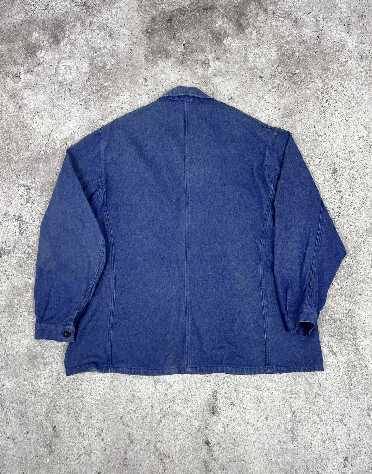 Other Vintage French Worker Work Jacket Cotton Blue Size US XL / EU 56 / 4 - 15 Thumbnail