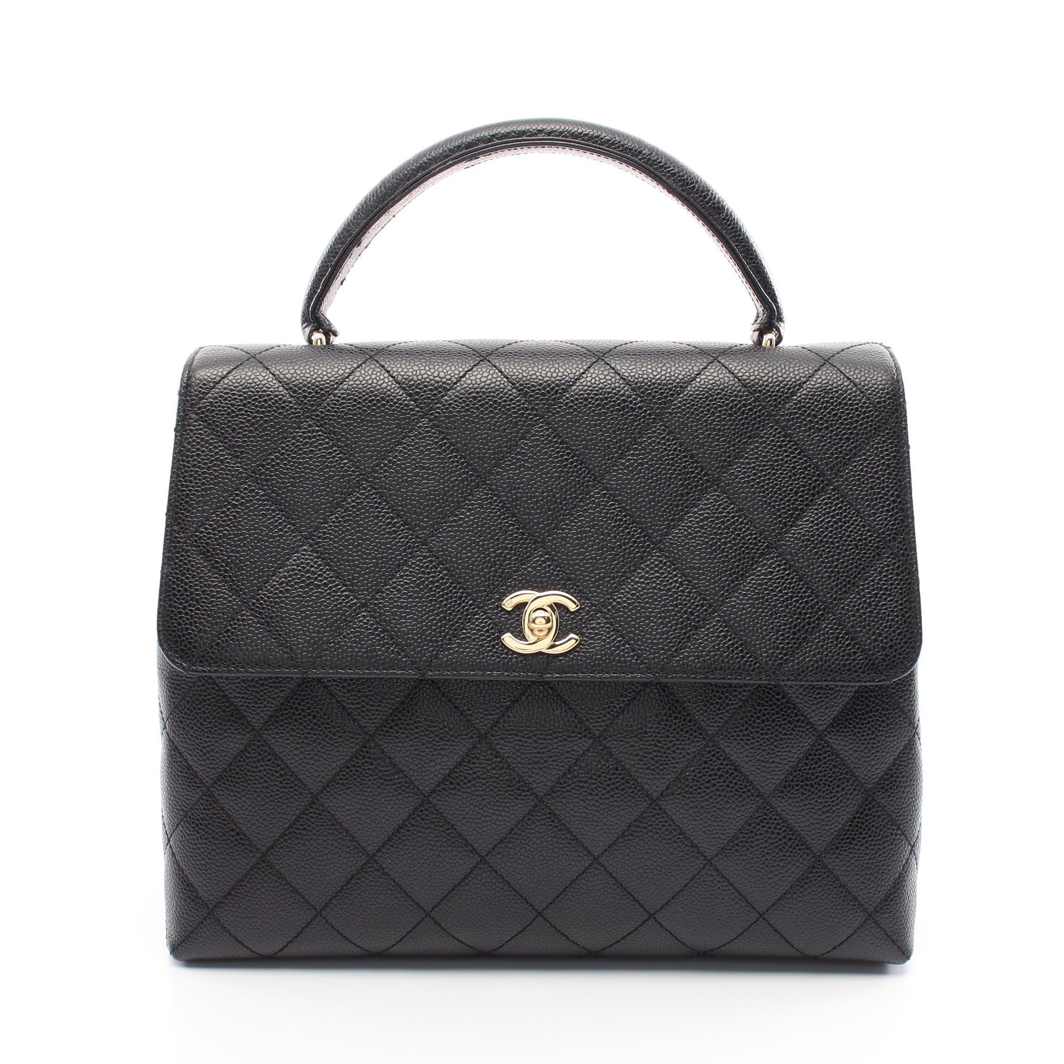 Chanel Chanel Matelasse Top Handle Handbag Caviar Skin Black Gold Hardware Size ONE SIZE - 1 Thumbnail