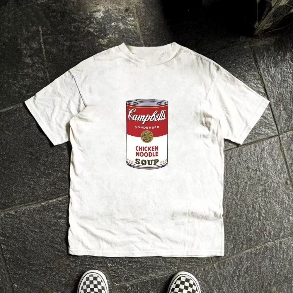 Vintage White casual retro chicken noodle soup print t-shirt Size US M / EU 48-50 / 2 - 1 Thumbnail