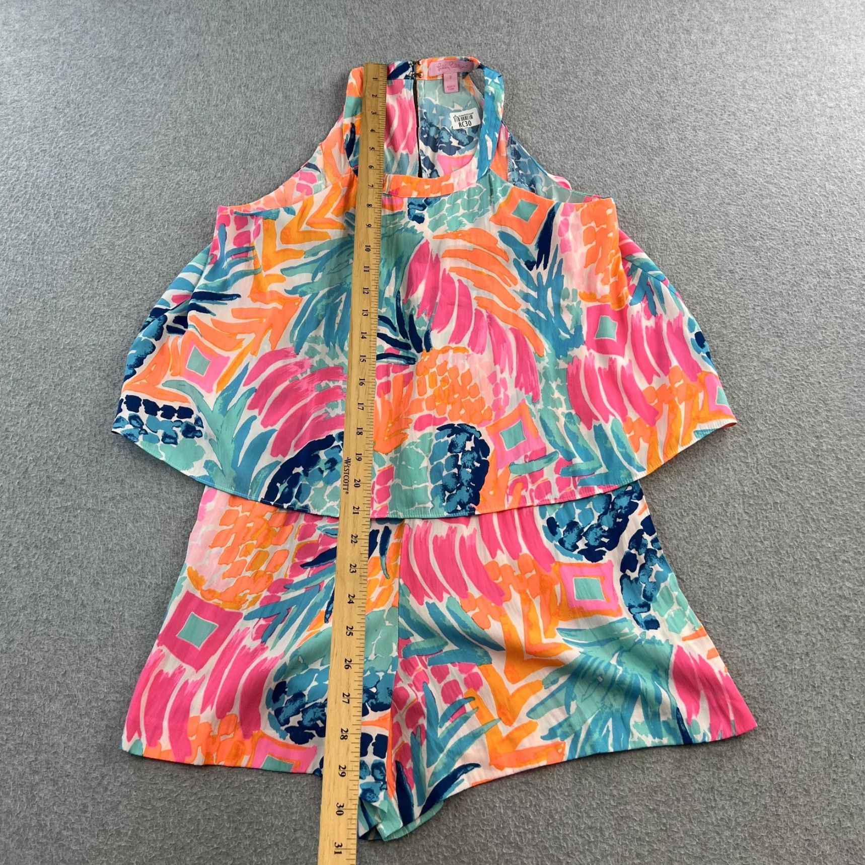 Lilly Pulitzer VINTAGE Lilly Pulitzer Romper Womens Size 2 Pink Blue Tropical Pineapple Print Summer Size 26" / US 2 / IT 38 - 3 Thumbnail