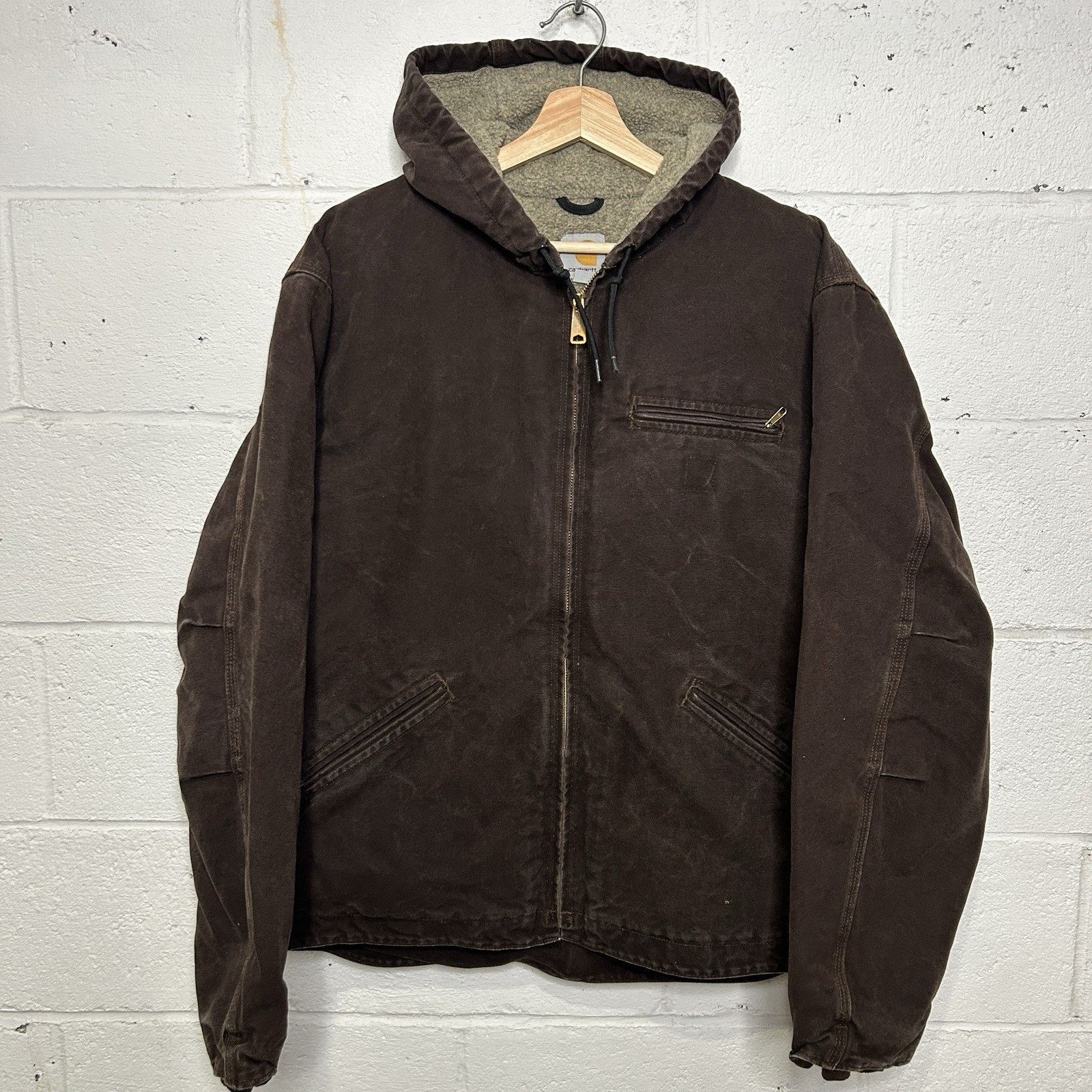 Carhartt VTG Carhartt Sherpa-Lined Hooded Detroit Jacket “Dark Brown” Size US XL / EU 56 / 4 - 1 Thumbnail