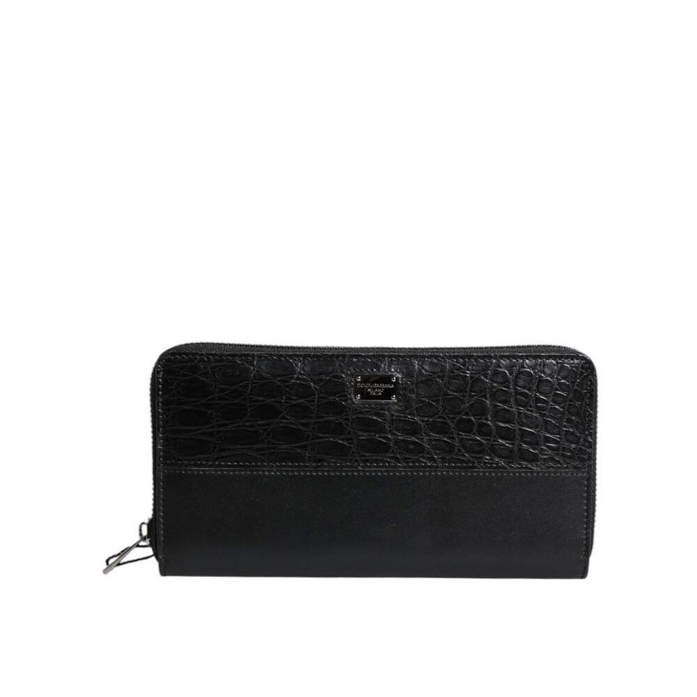 Dolce & Gabbana Dolce & Gabbana Black Leather Logo Plaque Zip Around Contine Size ONE SIZE - 2 Thumbnail
