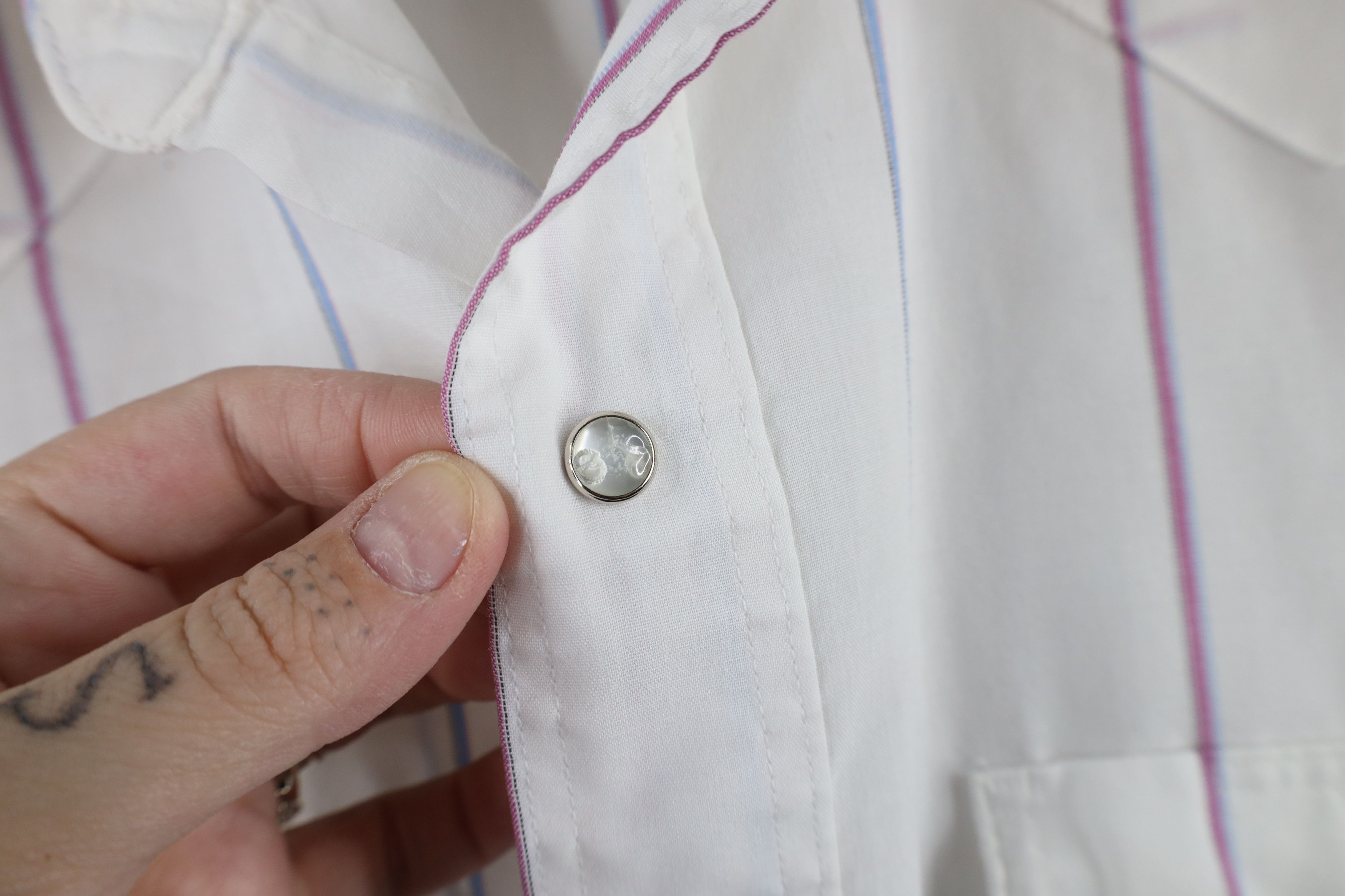 Vintage × Wrangler Vintage 90s Wrangler Sheer Striped Western Button Shirt USA Size US L / EU 52-54 / 3 - 7 Thumbnail