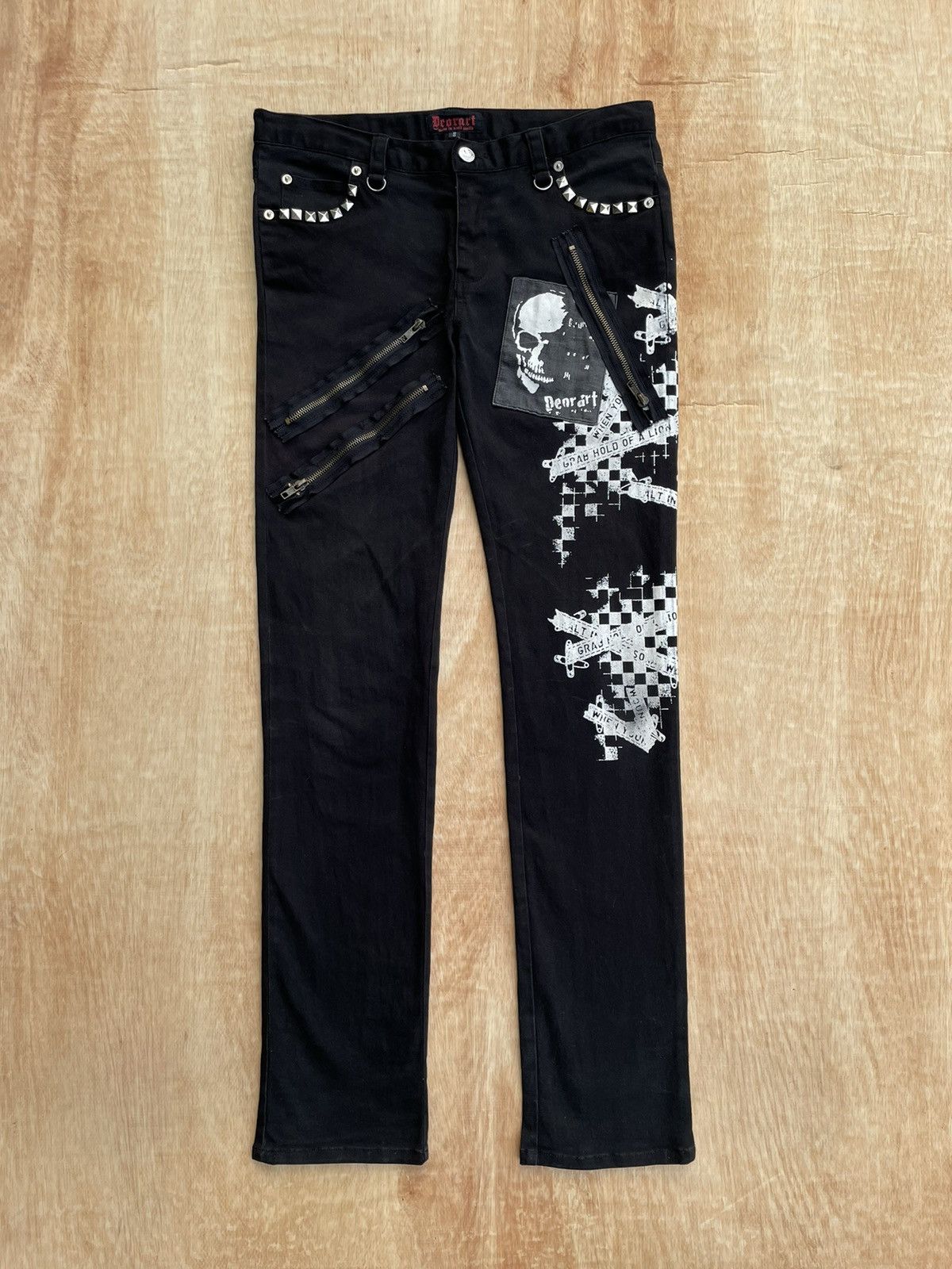 If Six Was Nine × Japanese Brand × Le Grande Bleu (L.G.B.) Deorat Japan Skull Punk Style Poem Pants Size US 31 - 1 Thumbnail