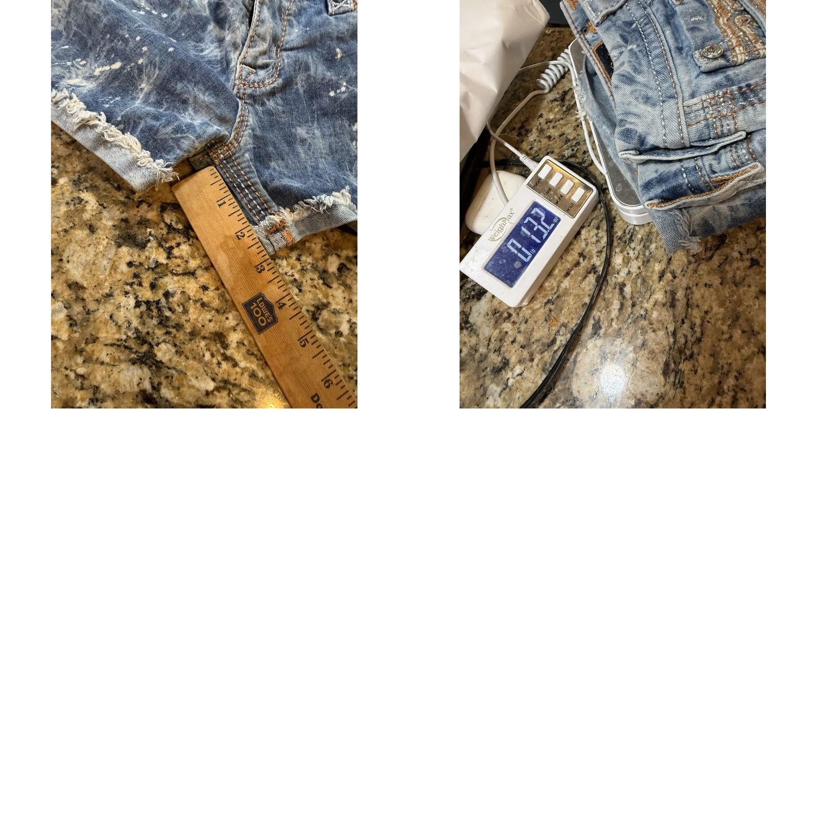 Vintage Rock Revival Kira denim acid-wash distressed jean shorts w rhinestones sz 29 Rock Shorts Women Regular 29 Blue Rhinestone Grunge Y2k Size 29" - 8 Thumbnail