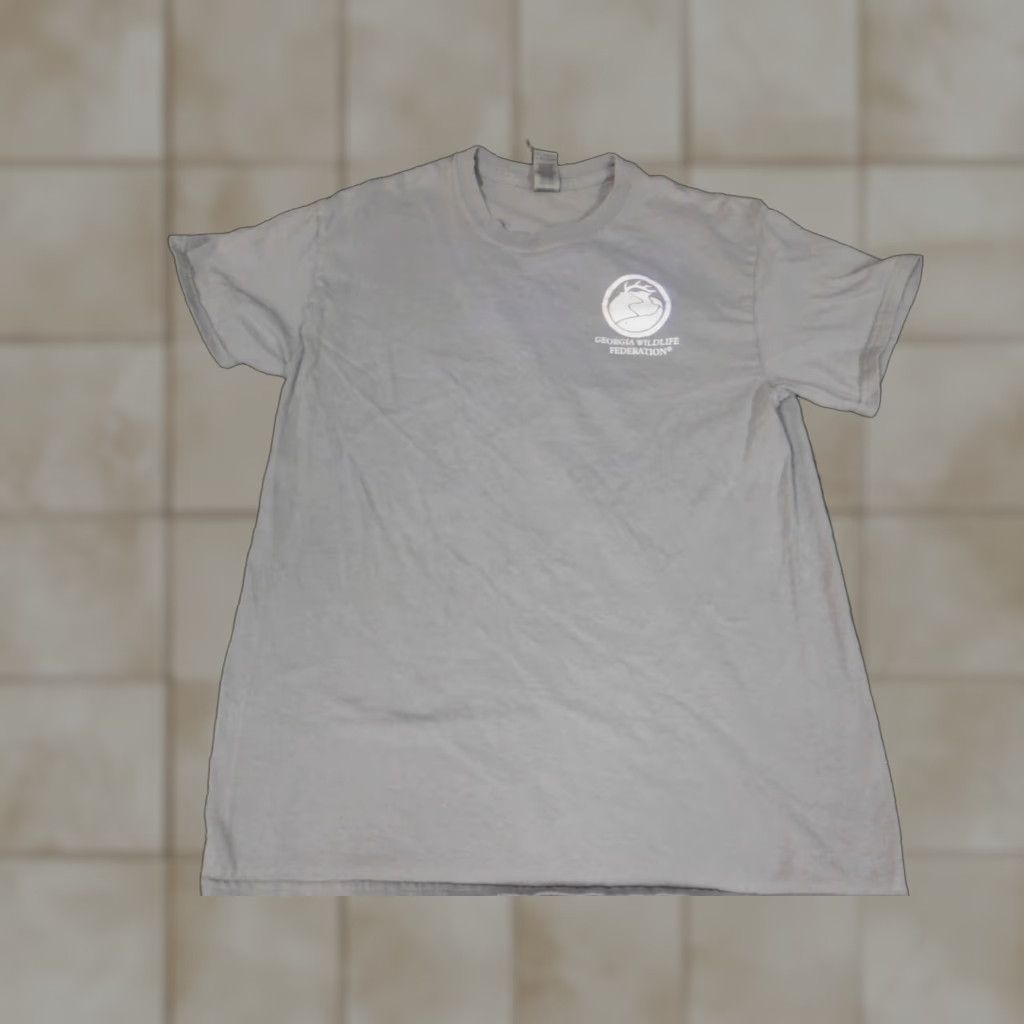 Gildan Gildan Georgia Wildlife Mens T-Shirt Short Sleeve Crew Neck Gray M Animals Dog Cotton Blend Polyester Logo Size US M / EU 48-50 / 2 - 1 Thumbnail