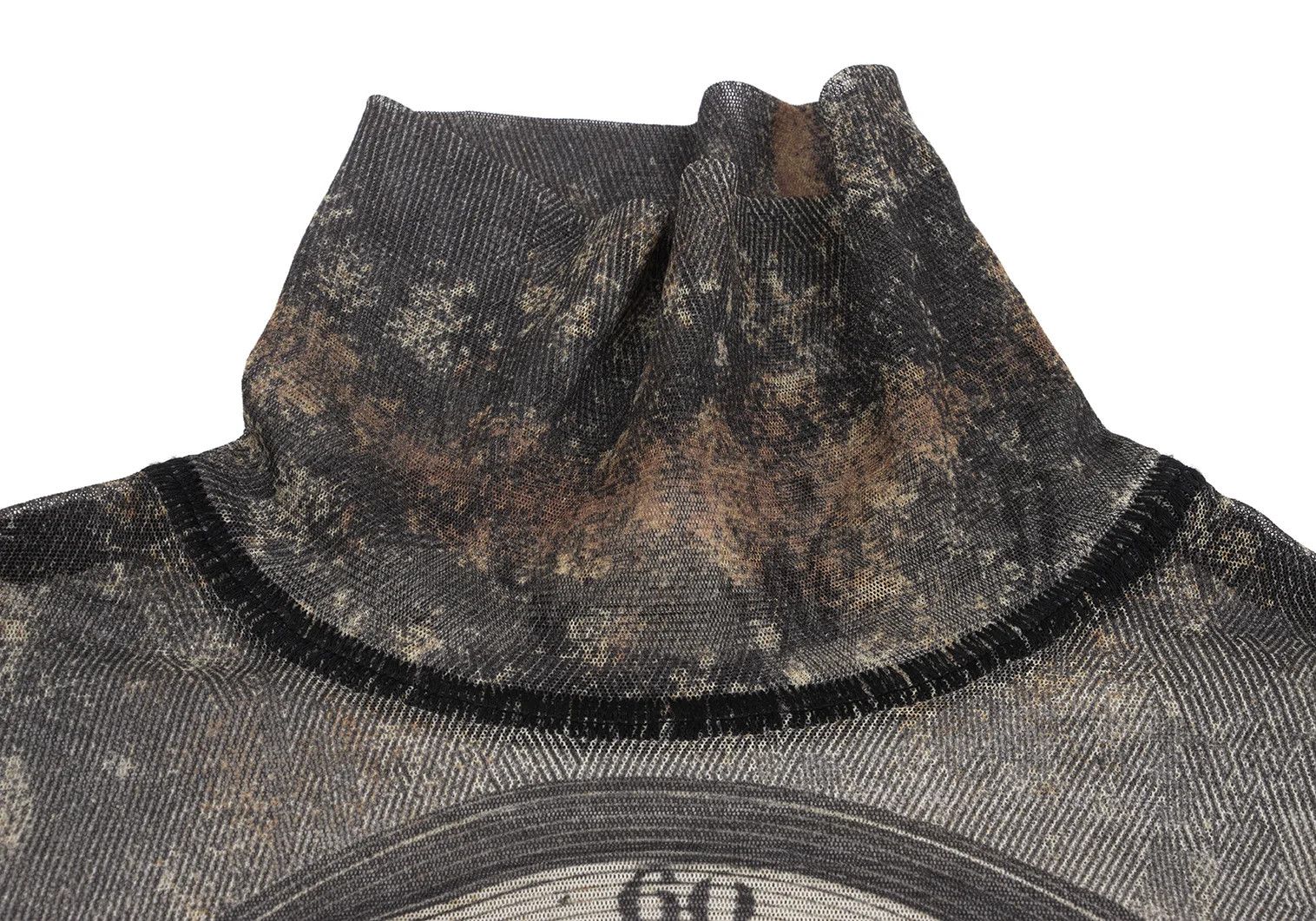 Jean Paul Gaultier Punk Girl Print High Neck Power Net Top in Charcoal Size US M / EU 48-50 / 2 - 3 Thumbnail