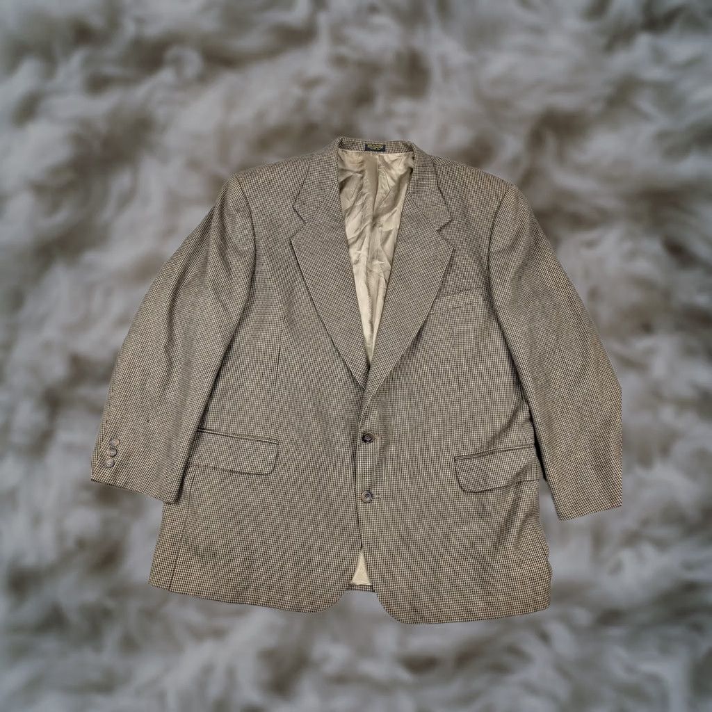 Oscar De La Renta VINTAGE Oscar de la Renta Blazer Mens 48R Brown Check Tweed Two-Button Sport Coat Jacket Size 48R - 1 Thumbnail