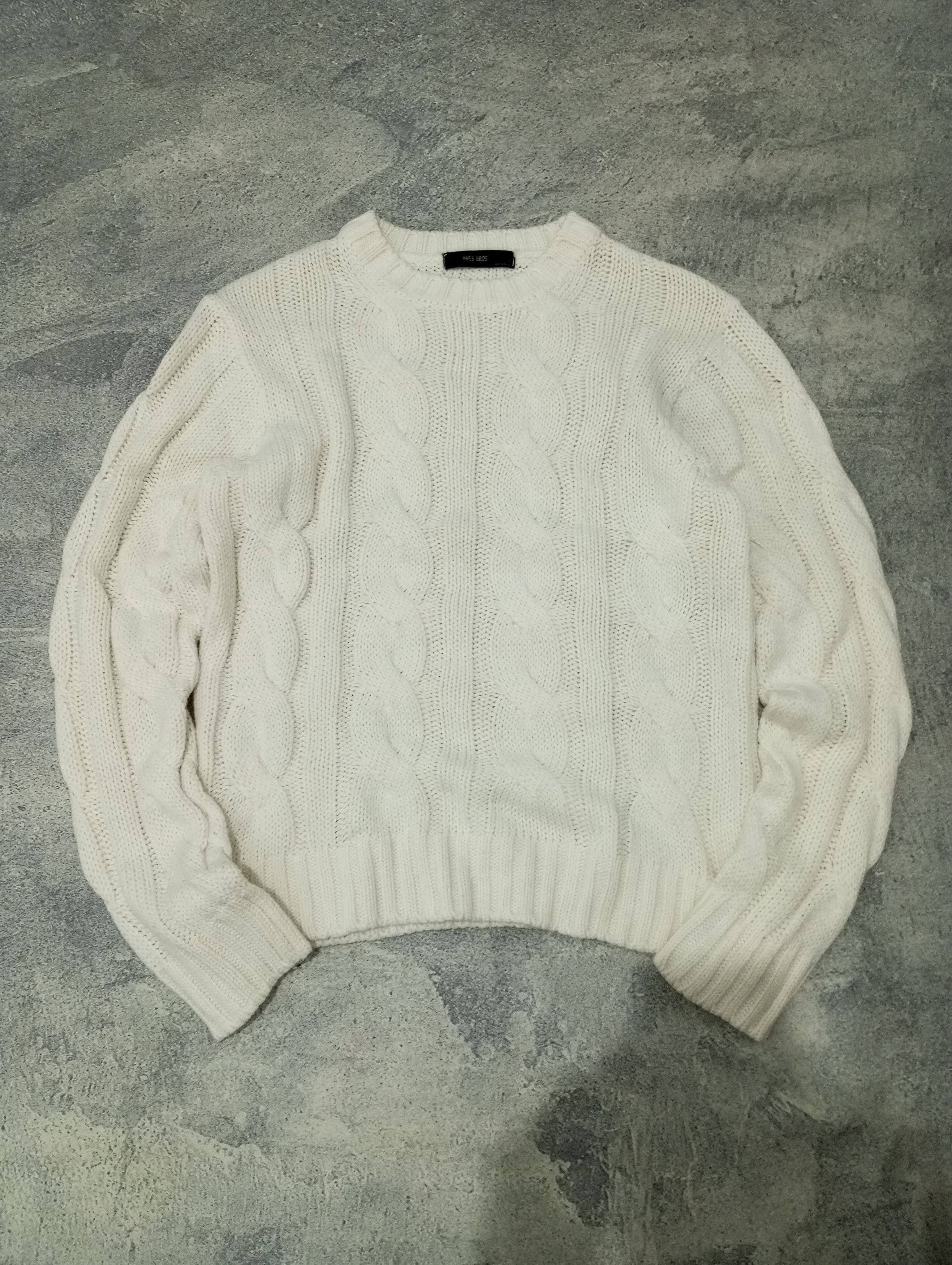 Japanese Brand × Vintage Vintage White Crewneck 'Ames Bros' Cable Knitwear Size M / US 6-8 / IT 42-44 - 1 Thumbnail
