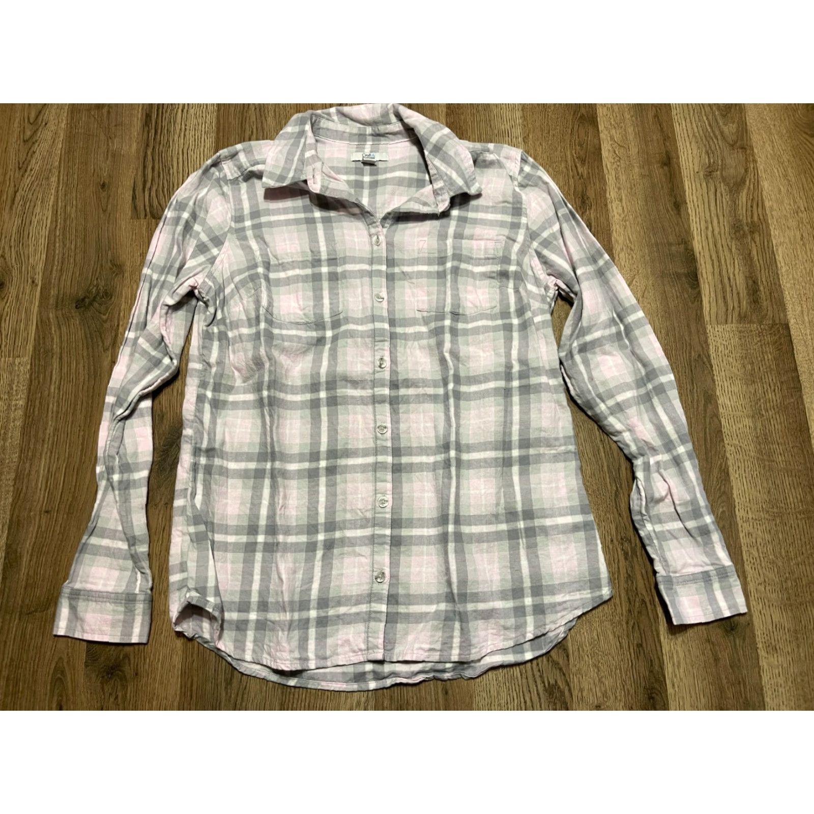 Croft & Barrow Croft & Barrow Shirt Women's Size Medium Plaid Button Up Multicolor Gray Pink White Long Sleeve Collared Casual Fall Spring Summer Womens Size M / US 6-8 / IT 42-44 - 2 Thumbnail