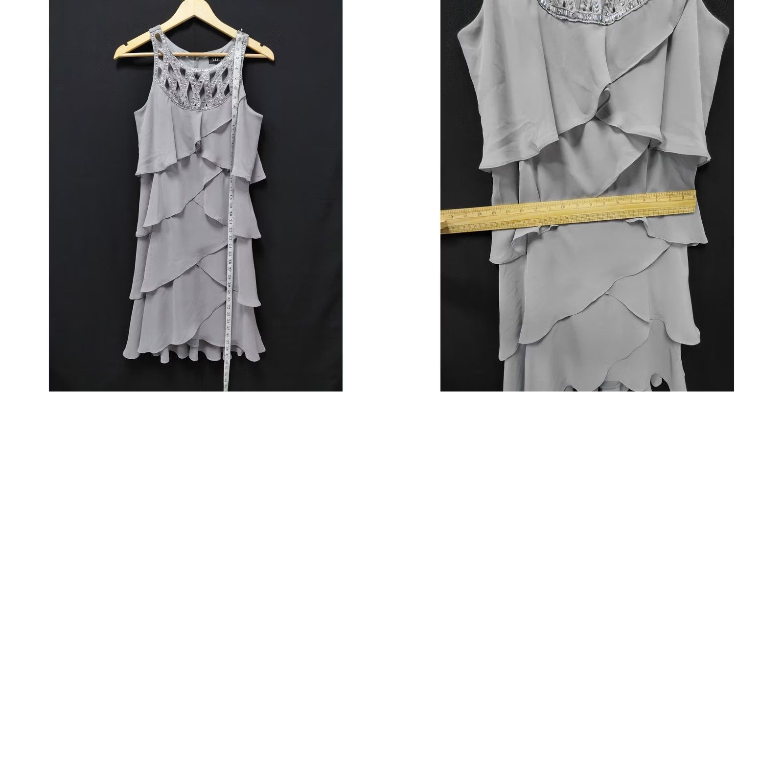 Vintage S.L. Fashions Gray Layered Sleeveless Knee Length Dress Women Size 8 Size M / US 6-8 / IT 42-44 - 8 Thumbnail