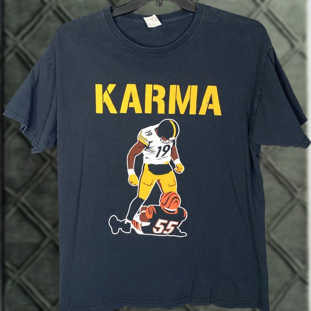 Fruit Of The Loom KARMA T-Shirt Pittsburgh Steelers JUJU SMITH-SCHUSTER 19 Burfict 55 Mens L Black Size US L / EU 52-54 / 3 - 1 Thumbnail