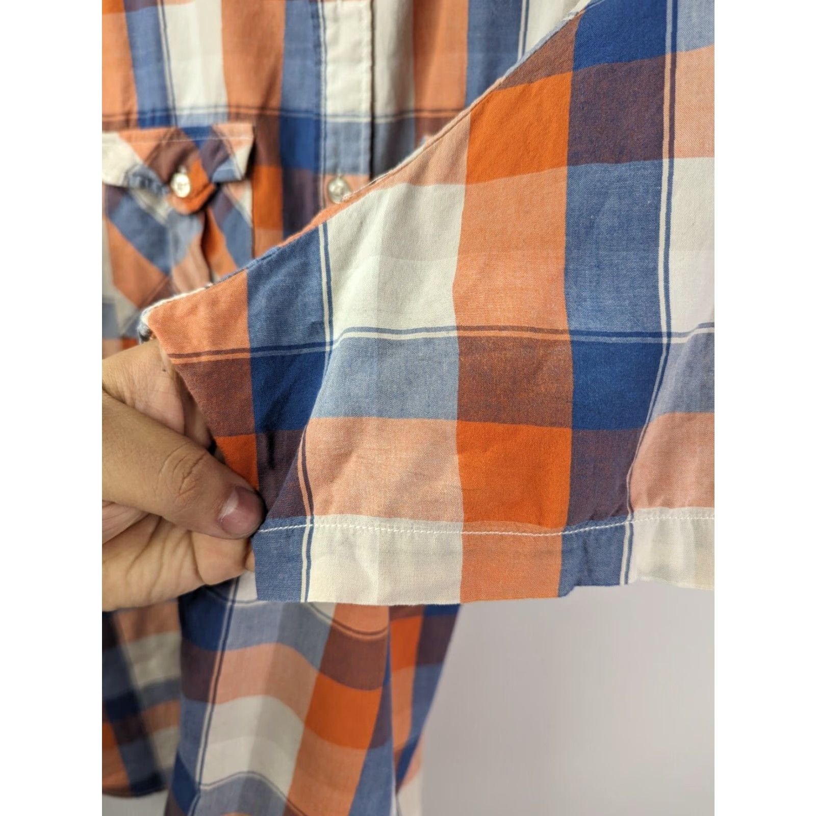 Old Navy Old Navy Surf Classic Button-Up Shirt Mens 2XL Plaid Blue Orange Cotton Blend Knit Casual Beach California Size US XXL / EU 58 / 5 - 2 Thumbnail