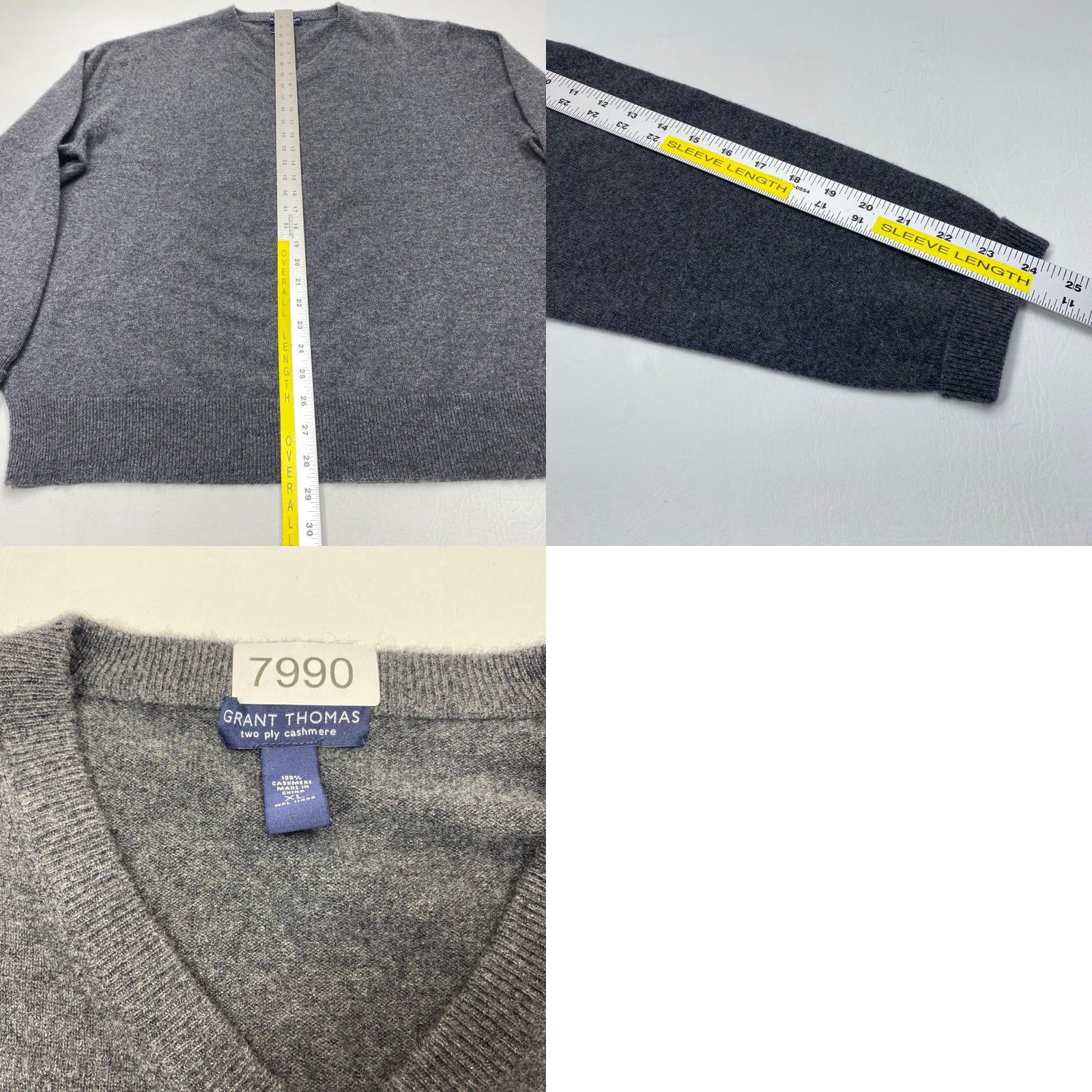 Vintage Grant Thomas 2-Ply Cashmere V-Neck Pullover Sweater Mens XL Gray Classic Preppy Size US XL / EU 56 / 4 - 8 Thumbnail
