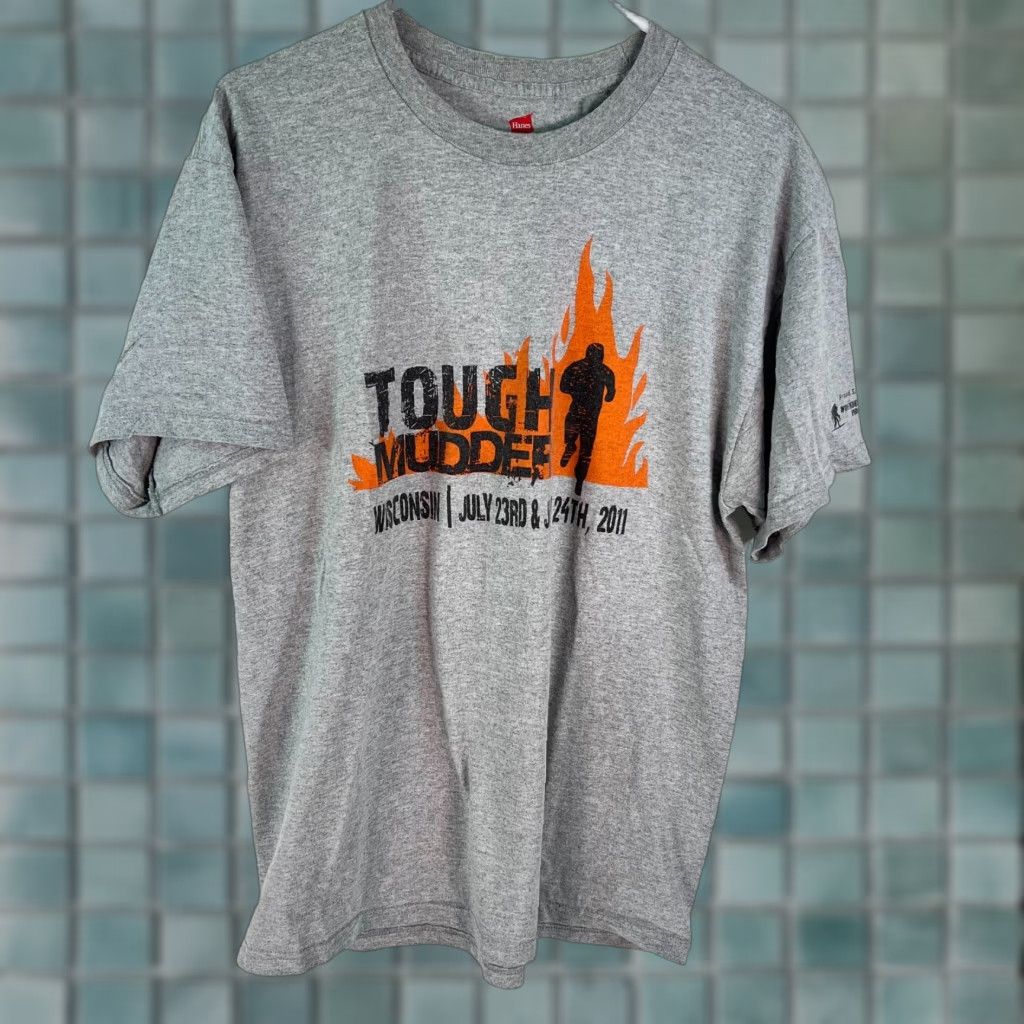 Hanes Tough Mudder Wisconsin 2011 Hanes Mens Pullover Gray Graphic T Shirt Size Large Size US L / EU 52-54 / 3 - 1 Thumbnail