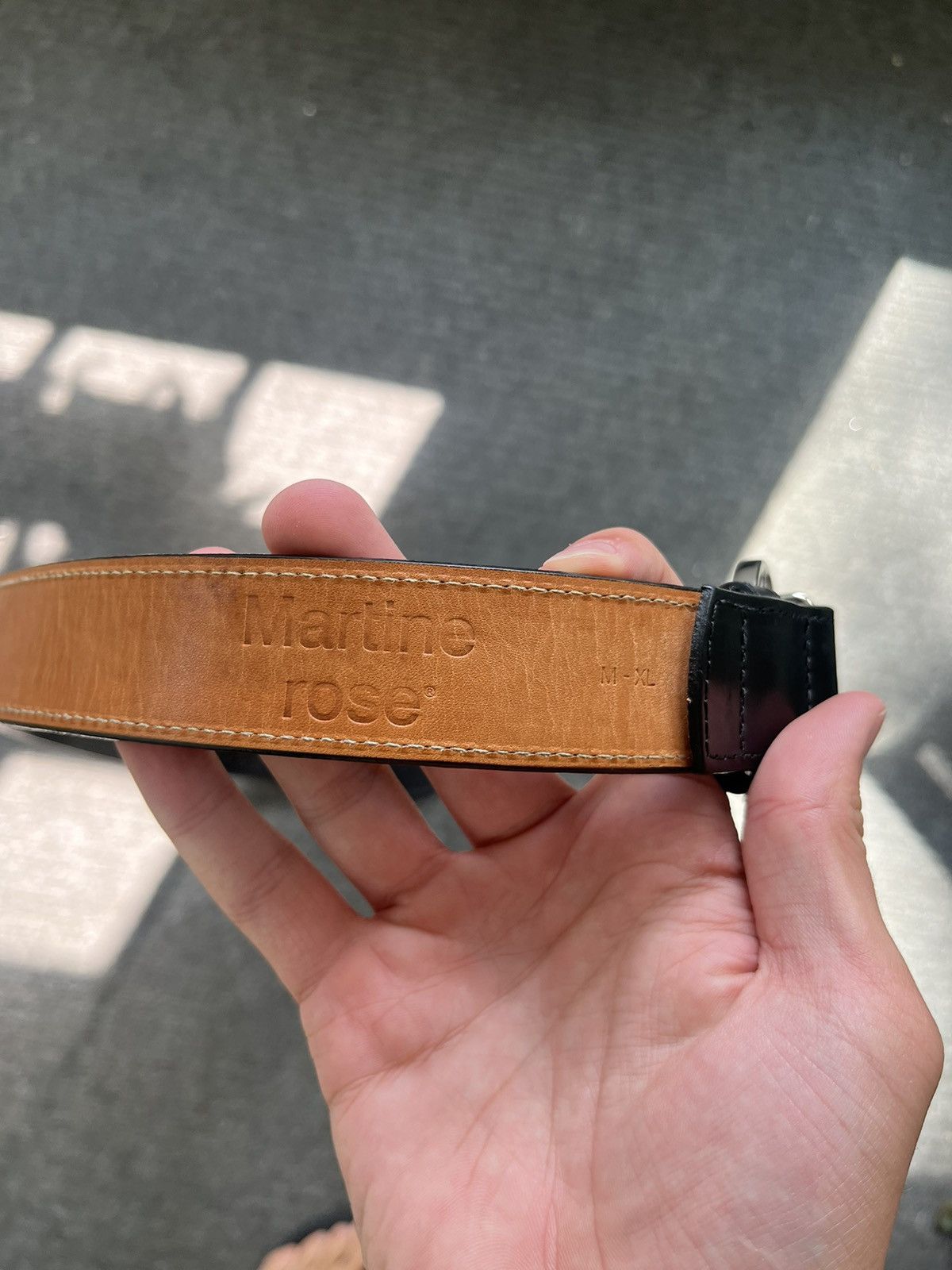 Martine Rose Martine Rose Black and Silver Rose Buckle Belt Size 34 - 2 Thumbnail