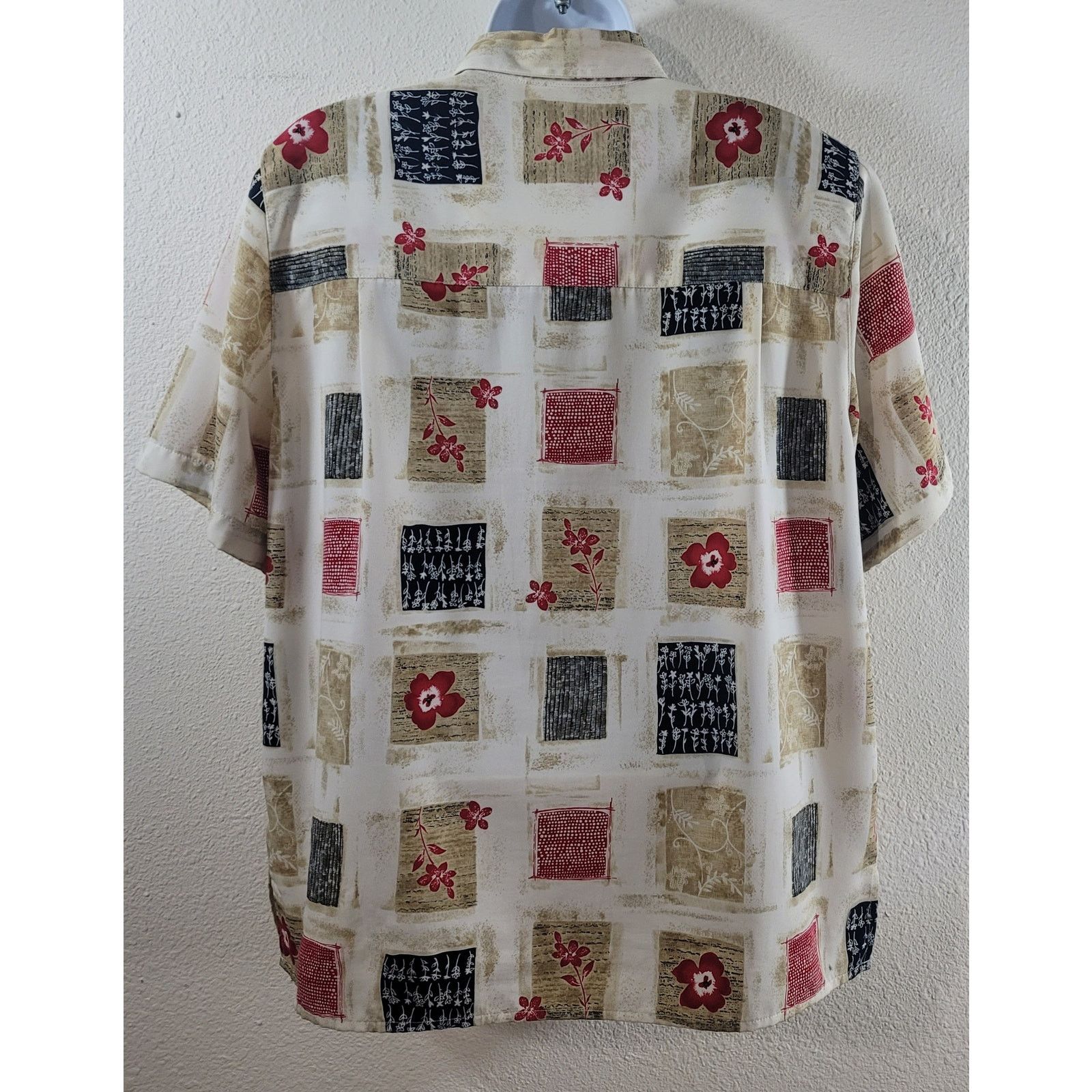 Other VTG Alfred Dunner Beige Blue Red White Floral Button Top 12 Size XL / US 12-14 / IT 48-50 - 3 Thumbnail