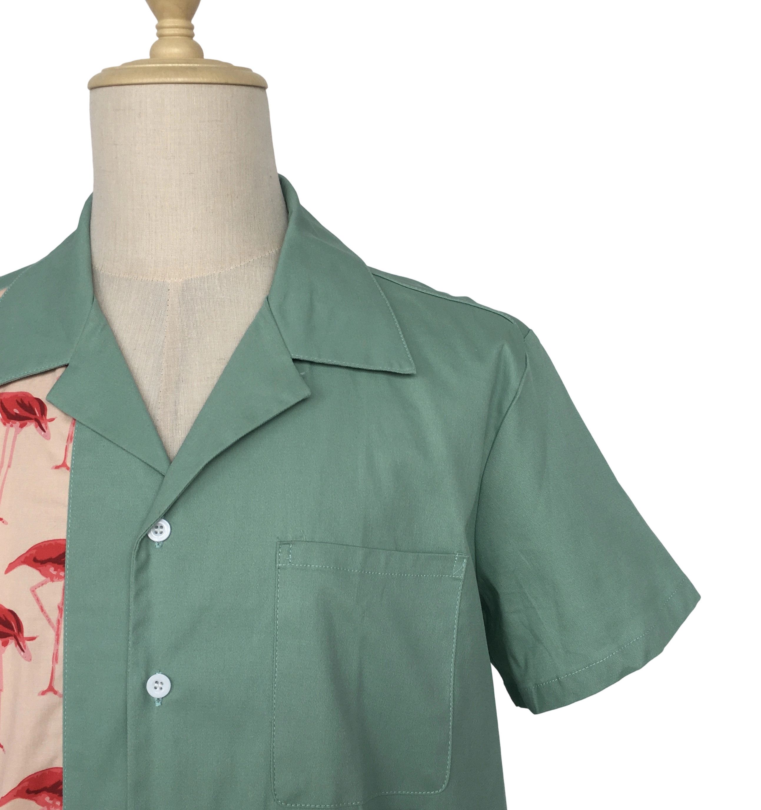 Other Mint Green Bowling Shirts Flamingo Panel Vintage Style Size US XXL / EU 58 / 5 - 6 Thumbnail