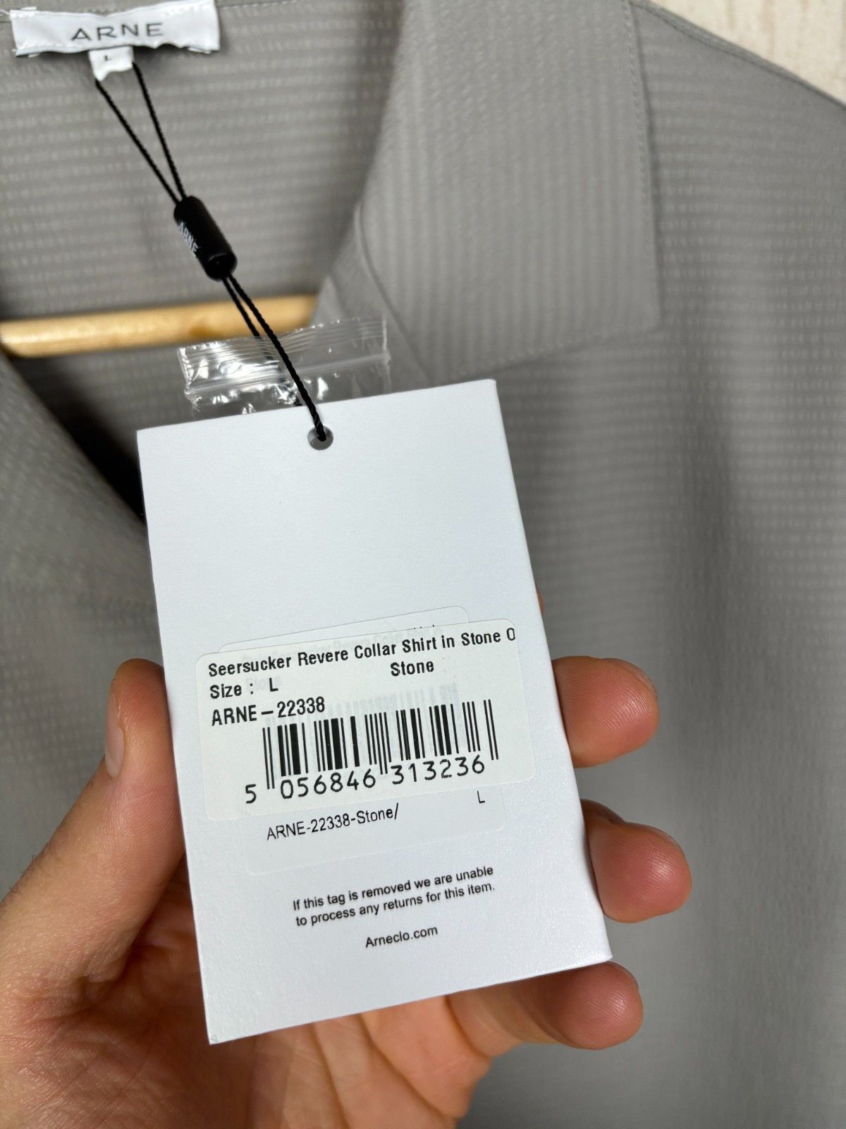 Other UK ARNE Seersucker Collar Short Sleeve Shirt in Stone Size US L / EU 52-54 / 3 - 10 Thumbnail