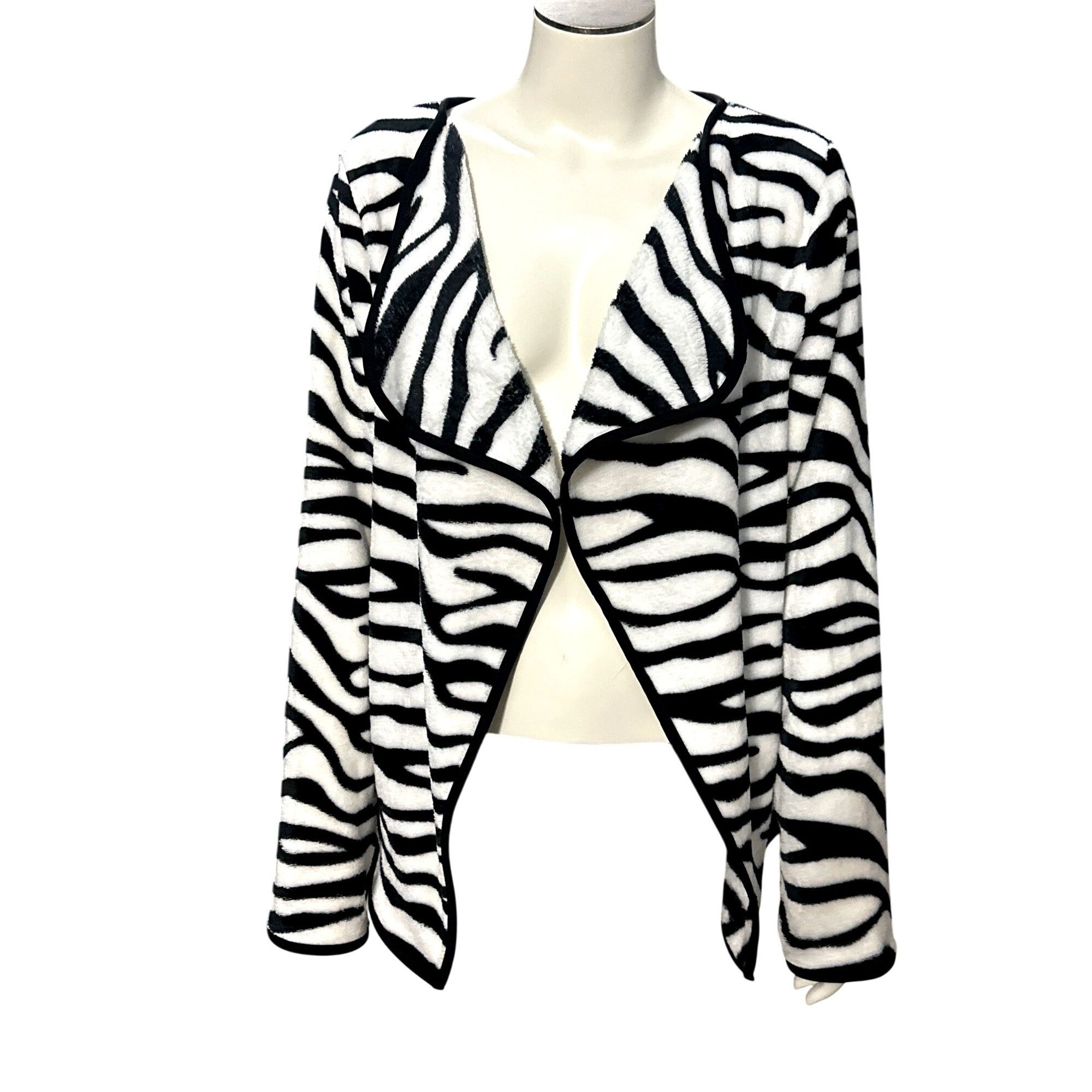 Other CCC Zebra Print Open Front Cardigan Sweater Trendy Black Whi Size L / US 10 / IT 46 - 1 Thumbnail