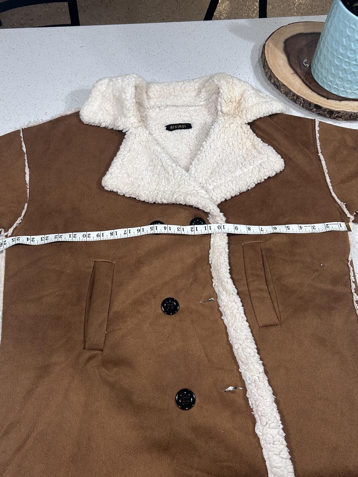 Other Aixirui Faux Shearling Long Coat - Brown & Beige Size L / US 10 / IT 46 - 8 Thumbnail