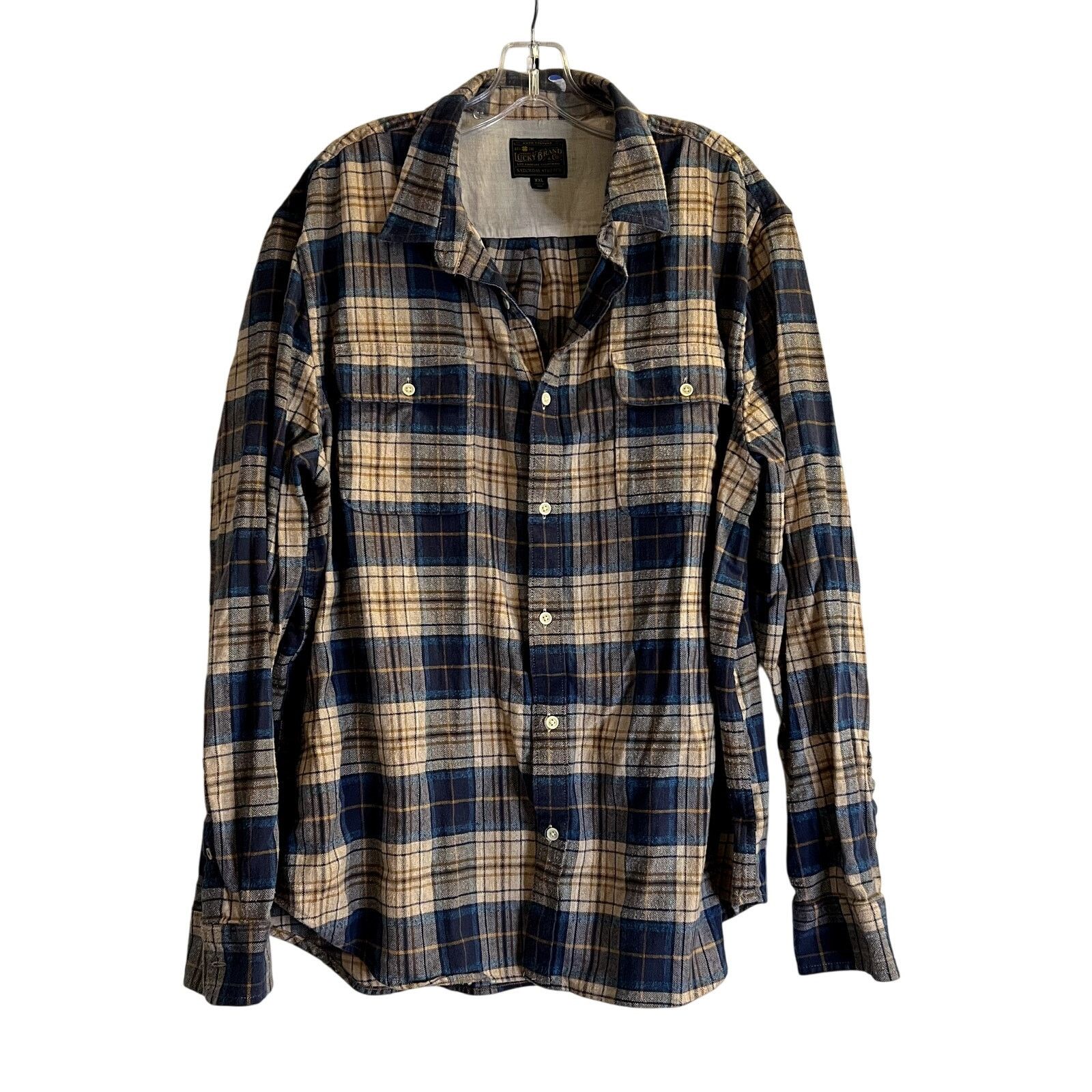 Lucky Brand Lucky Brand Plaid casual men's shirt blue beige size XXL Size US XXL / EU 58 / 5 - 1 Thumbnail