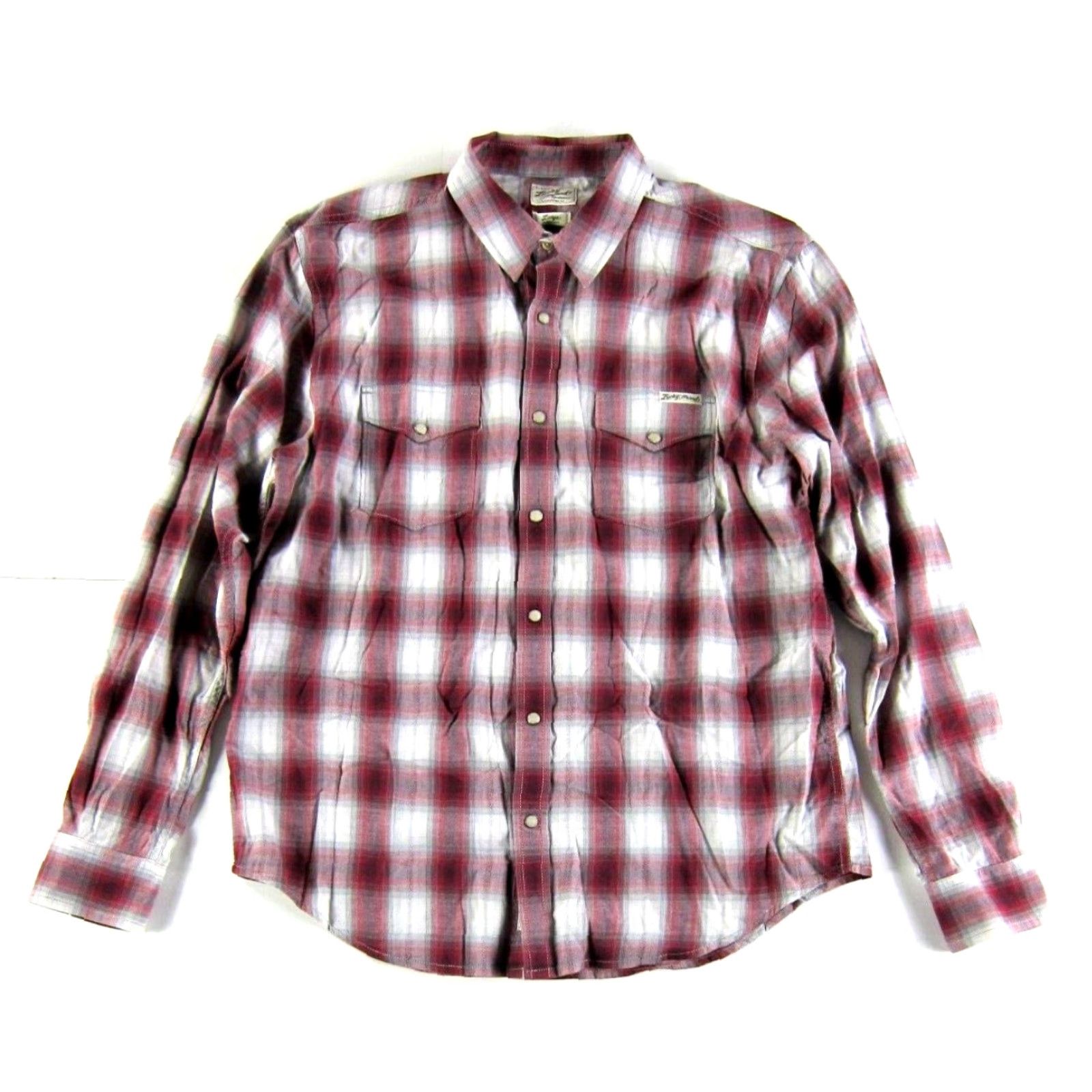Lucky Brand Lucky Brand 100% Cotton Red White Grey Plaid Long Sleeve Snap Western Shirt L Shirt Size US L / EU 52-54 / 3 - 2 Thumbnail